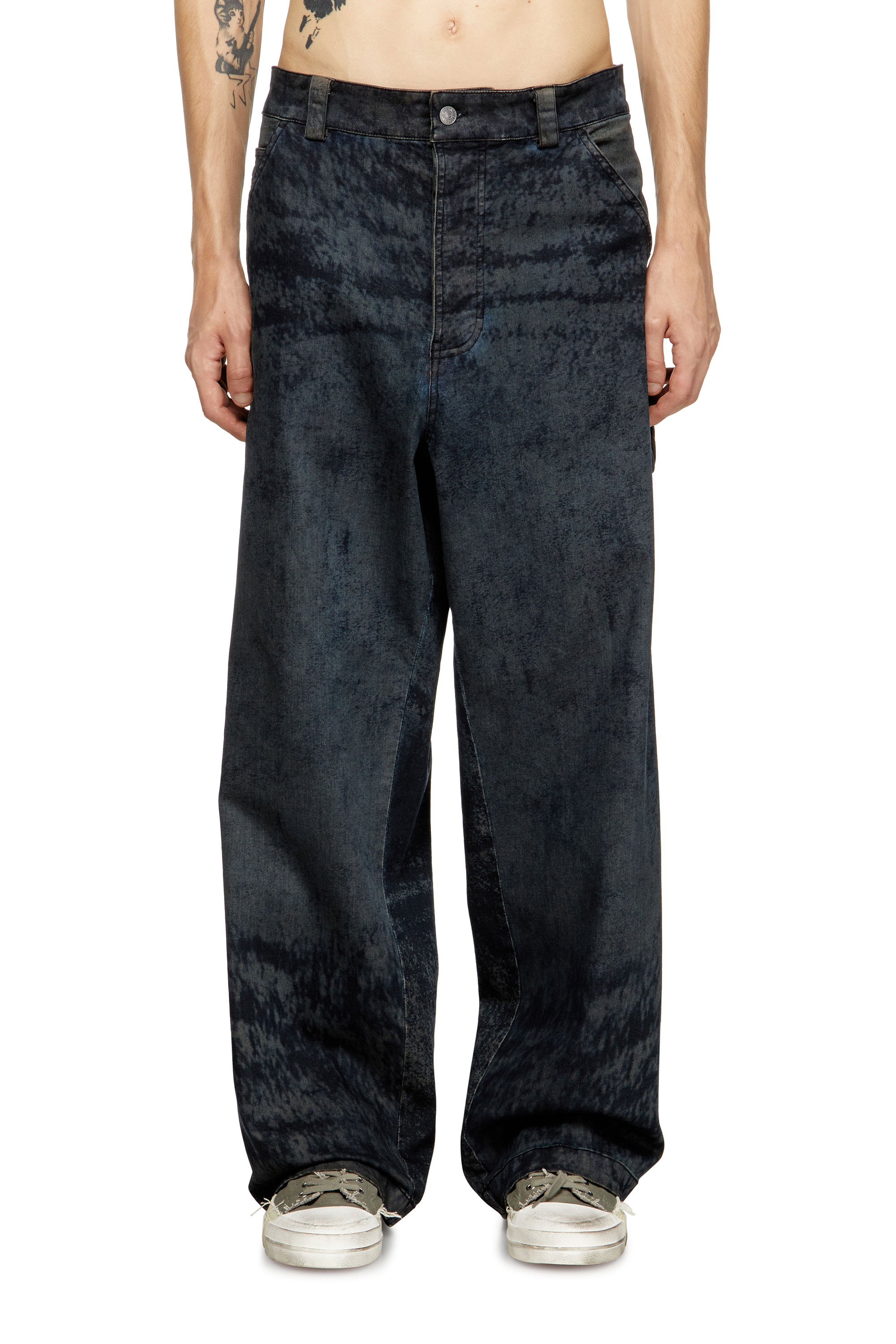 Diesel Paint-splatter Utility-pocket Trousers In Black