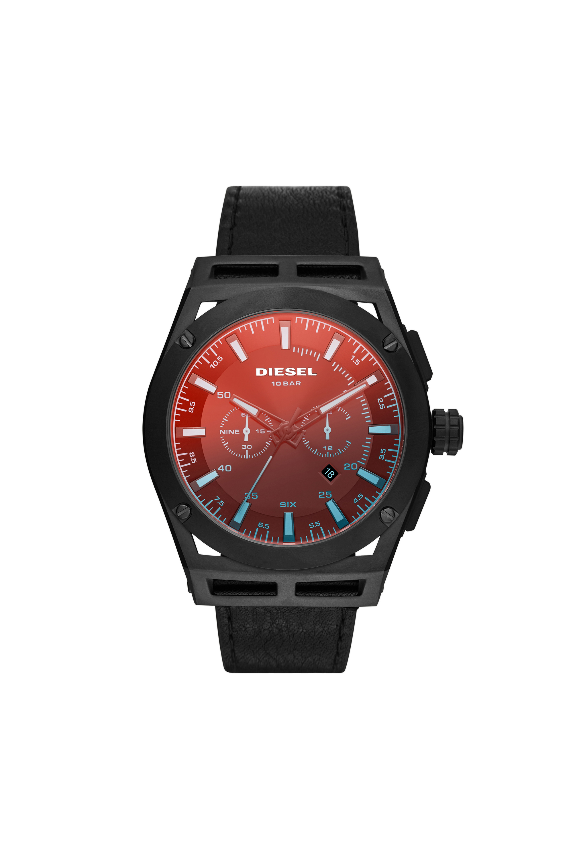 Diesel - Timeframe chronograph black leather watch - Timeframes - Man - Black