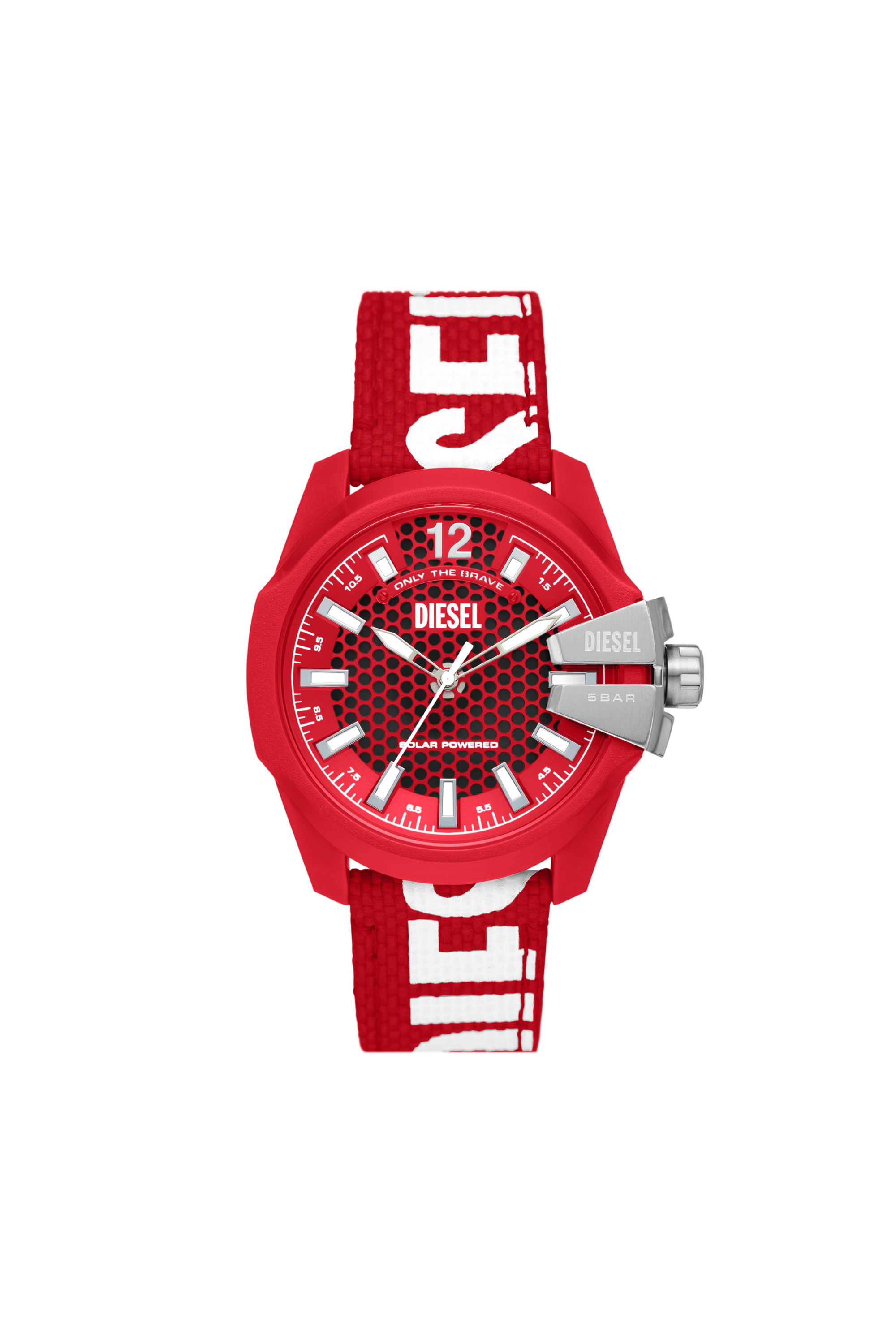 Shop Diesel Baby Chief Solar Red Watch In Rosso