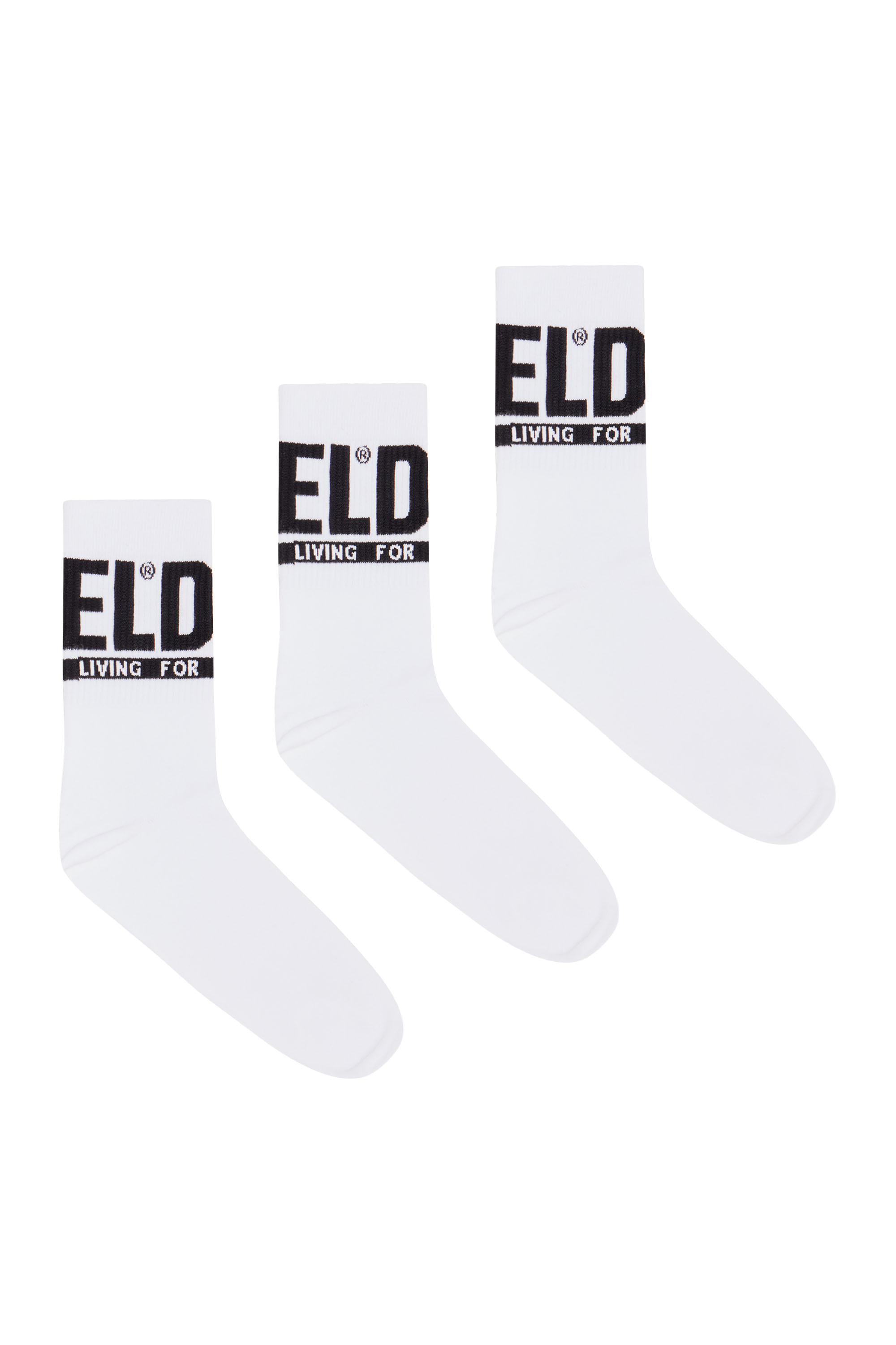 Shop Diesel 3-pack Of Logo Cuff Socks In Black