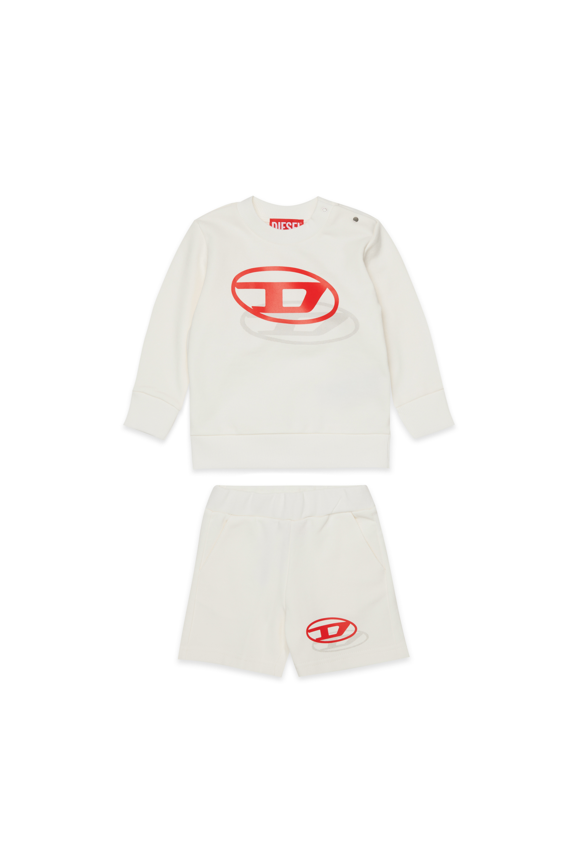 Diesel Boys White - Sweat Set With Shadow Logo Print - Jumpsuits - Man Size 18-24 Kids