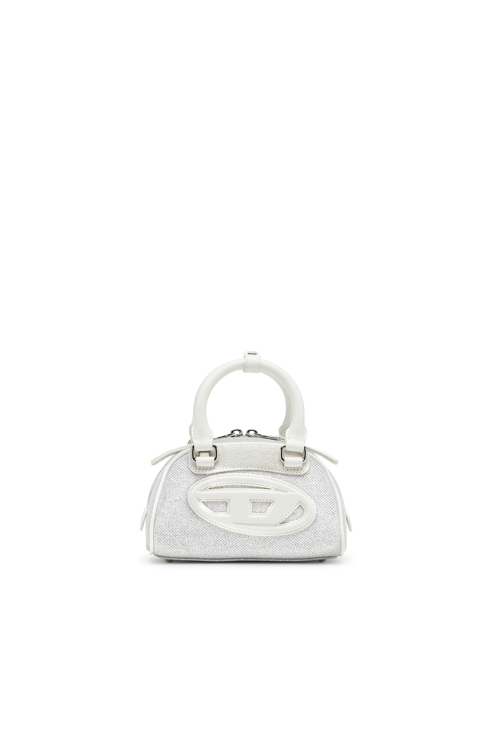Diesel Women's White - 1Dr Dome-Mini Bowling Bag In Lurex Fabric - Crossbody Bags - Woman Uni