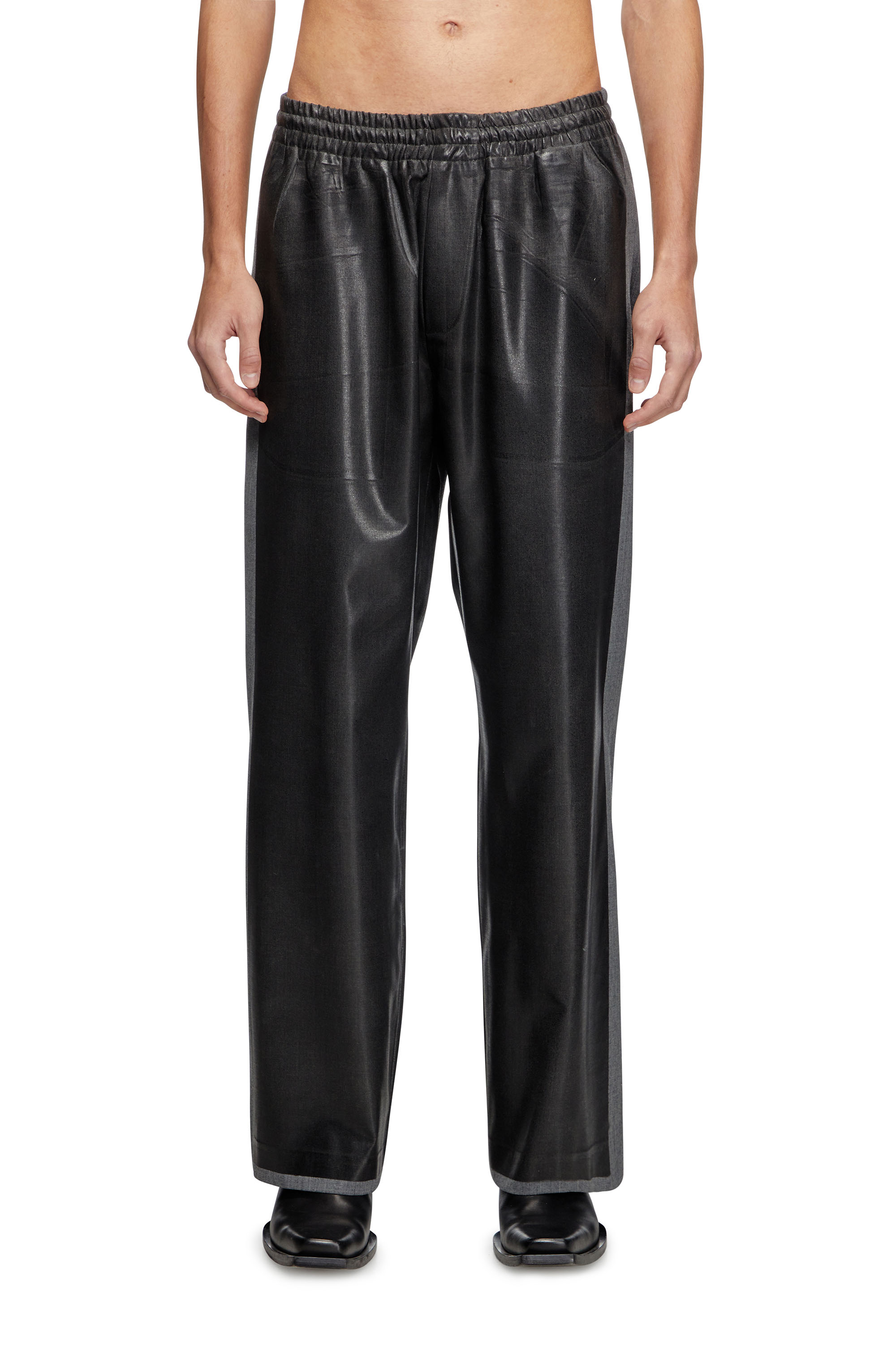 Diesel Tailored Track Pants With Coated Front In Black