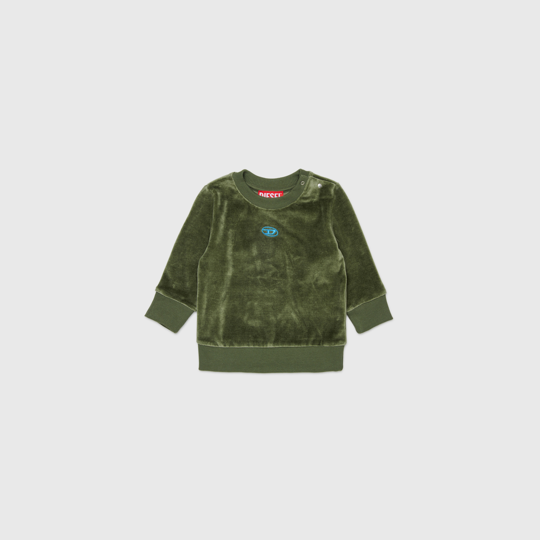 Diesel - Sweat-shirt en velours avec broderie Oval D - Pull Cotton - Homme - Vert