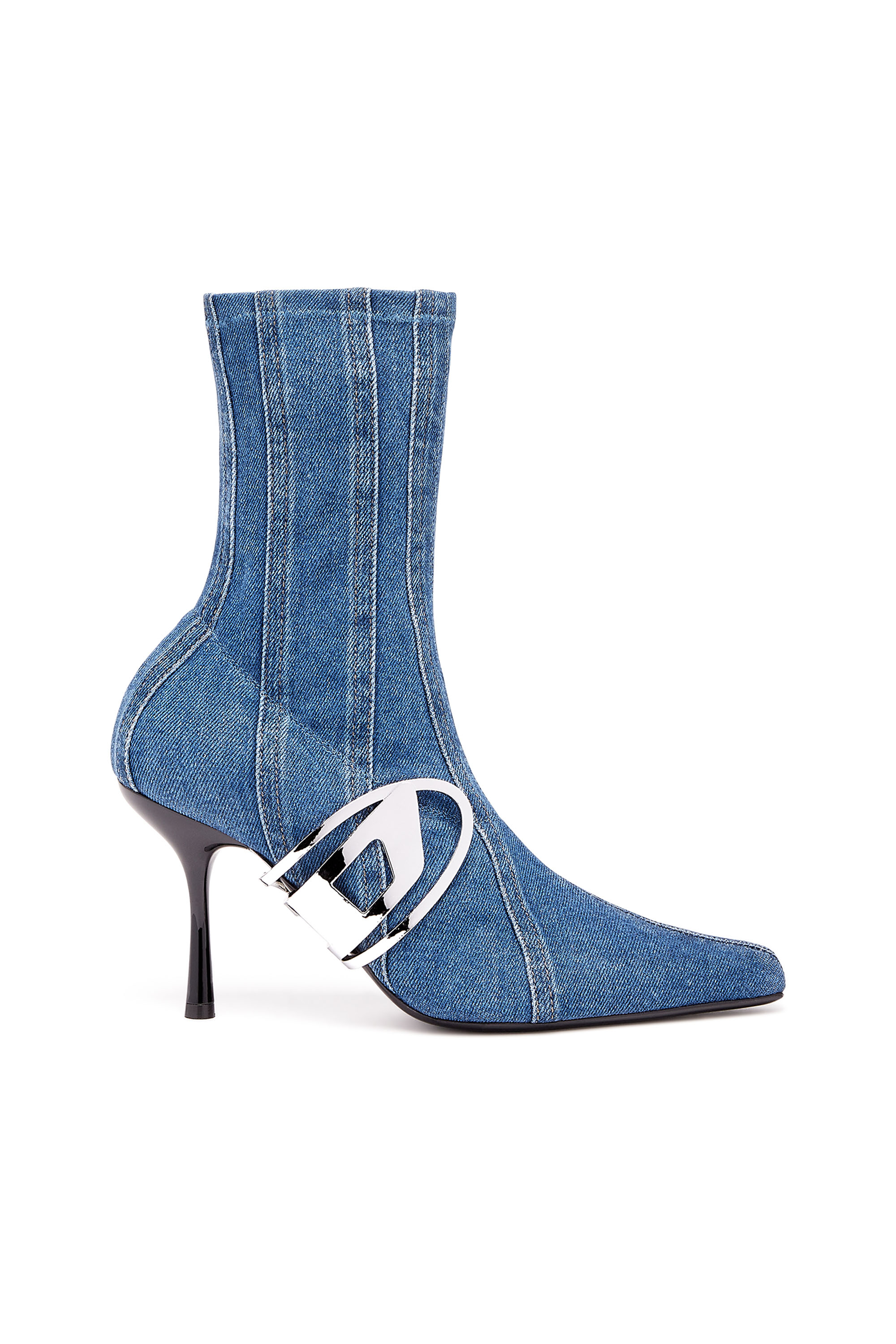 Diesel - D-Eclipse BT C - Heeled ankle boot in stretch denim - Ankle Boots - Woman - Blue