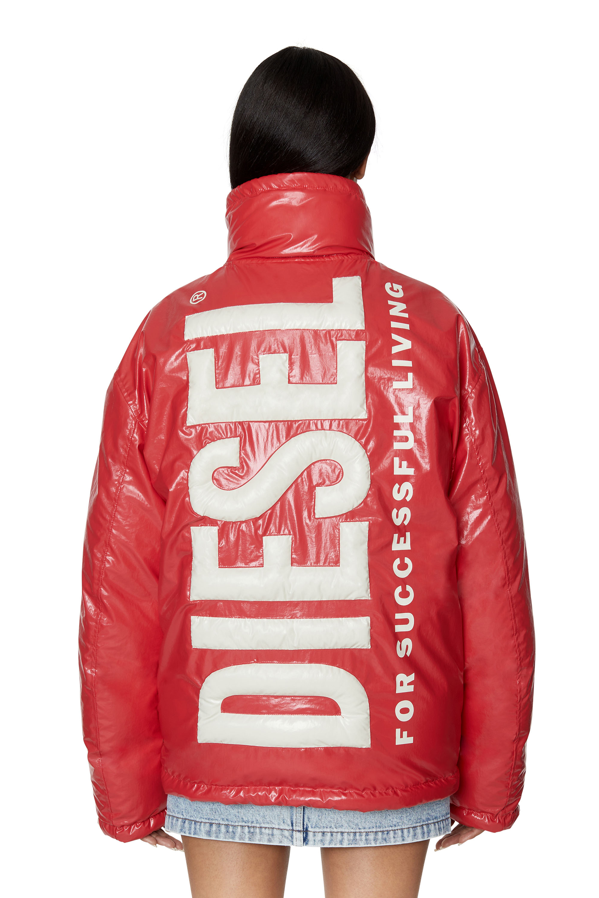 Diesel - Puffer jacket extragrande reversible con logotipo - Chaquetones de invierno - Mujer - Rojo