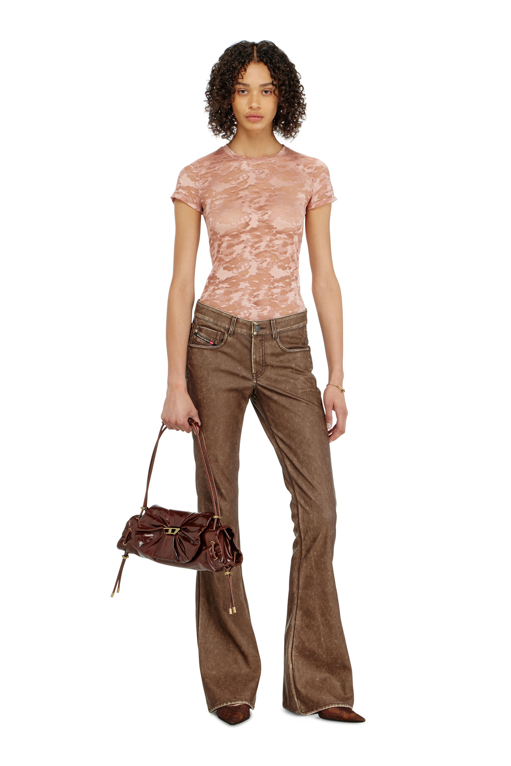 Diesel - KASIA-UTLT, Woman's Camo lace T-shirt in Nude - 4