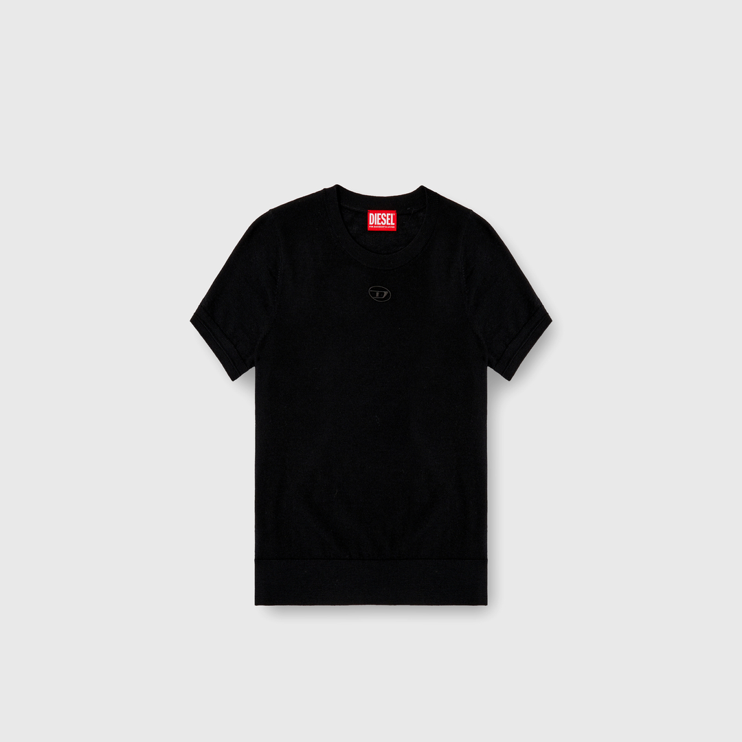 Diesel - Pull à manches courtes en laine - T-Shirts - Femme - Noir