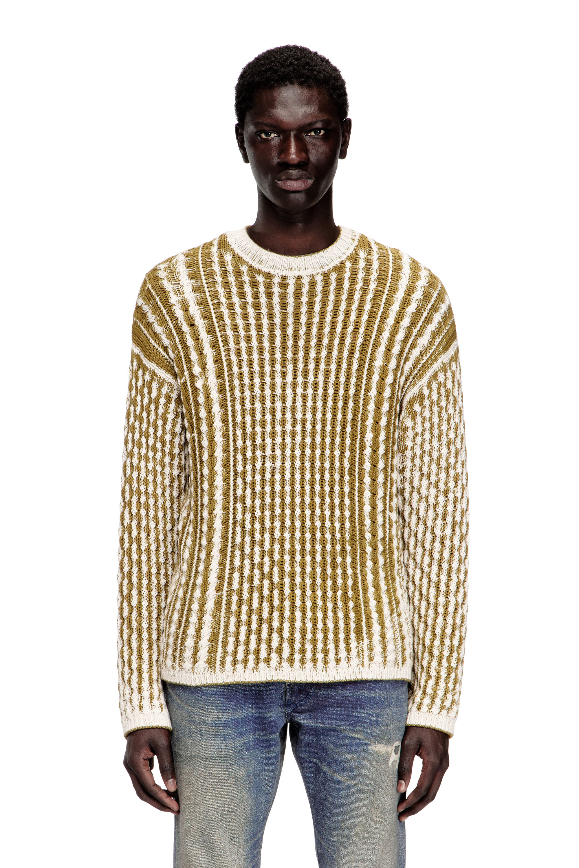 Diesel Homem Multicolor - Reverse-Print Cable-Knit Jumper - Knitwear - Man Grande