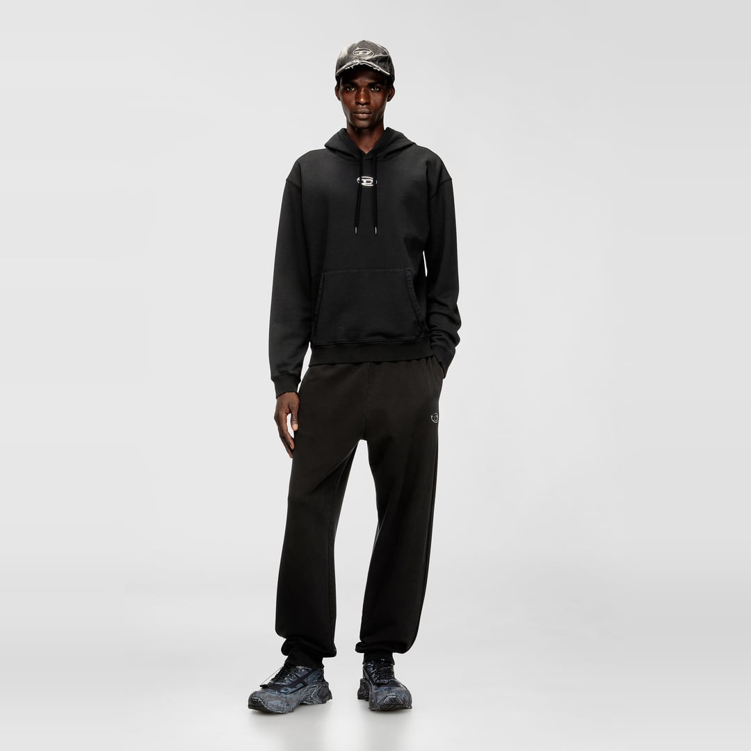 Diesel - Cotton hoodie with metallic Oval D - Sweaters - Man - Black