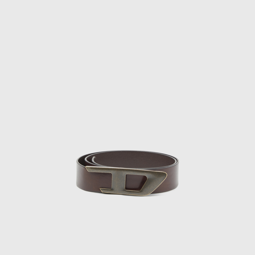 Diesel - Ceinture 4 cm en cuir avec boucle D en métal - Ceintures - Mixte - Marron