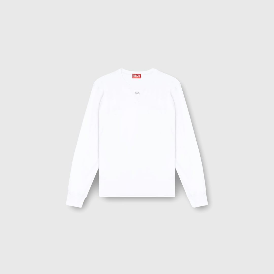 Diesel - T-shirt à manches longues en coton avec Oval D - T-Shirts - Homme - Blanc