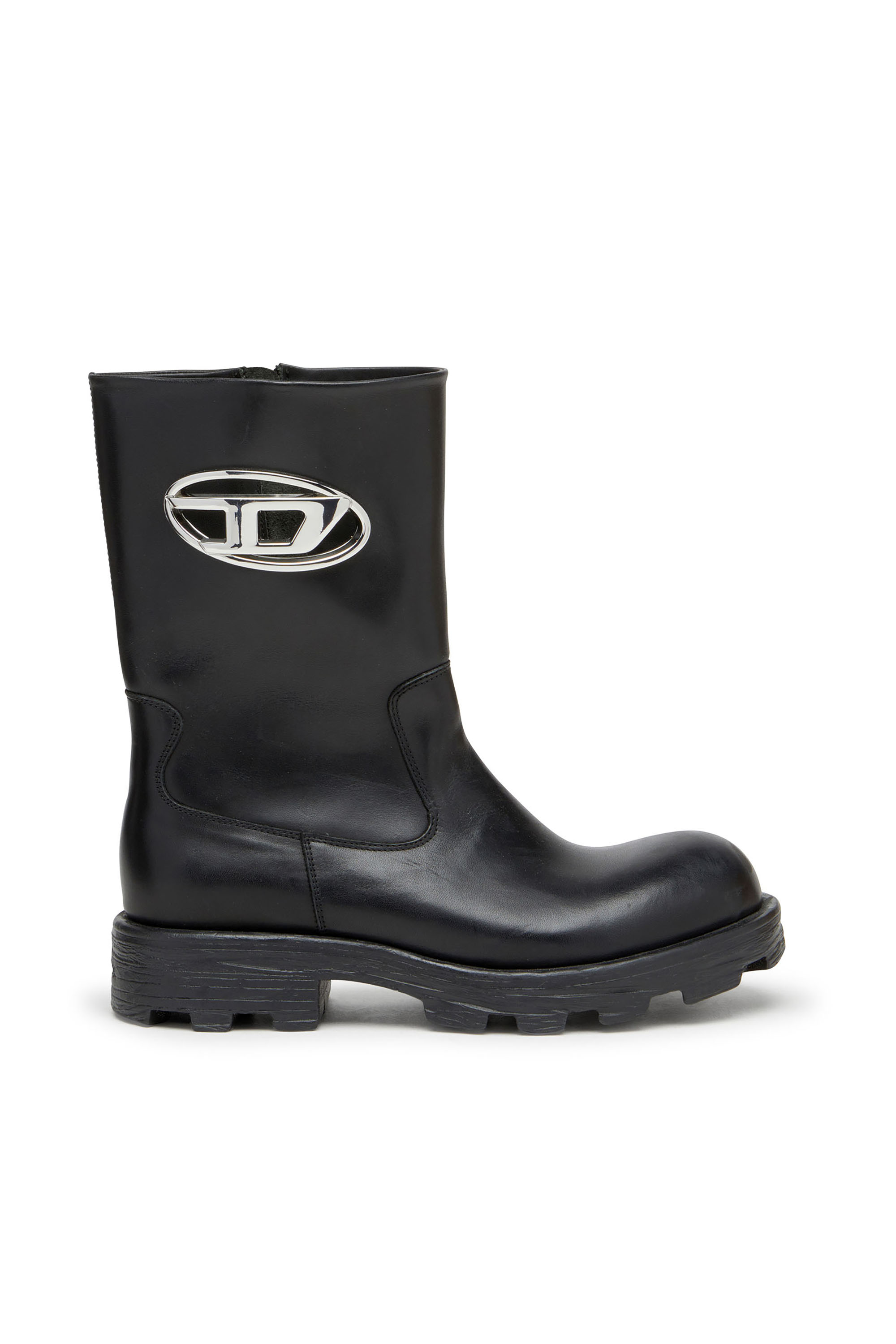 Diesel – D-Hammer-Cut-out leather boots with logo hardware – Boots – Woman – Black