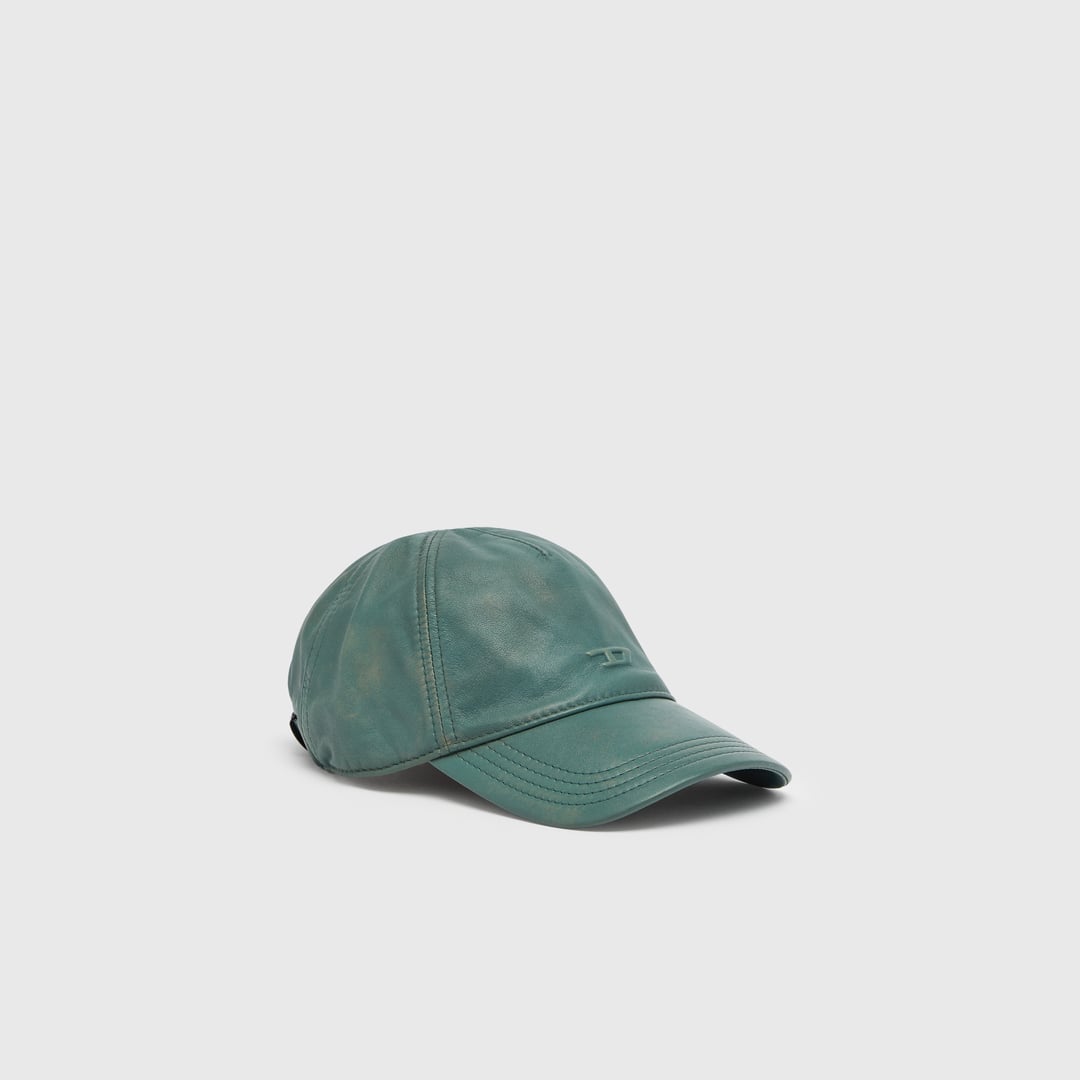 Diesel - Baseball cap in treated leather - Caps - Man - Green