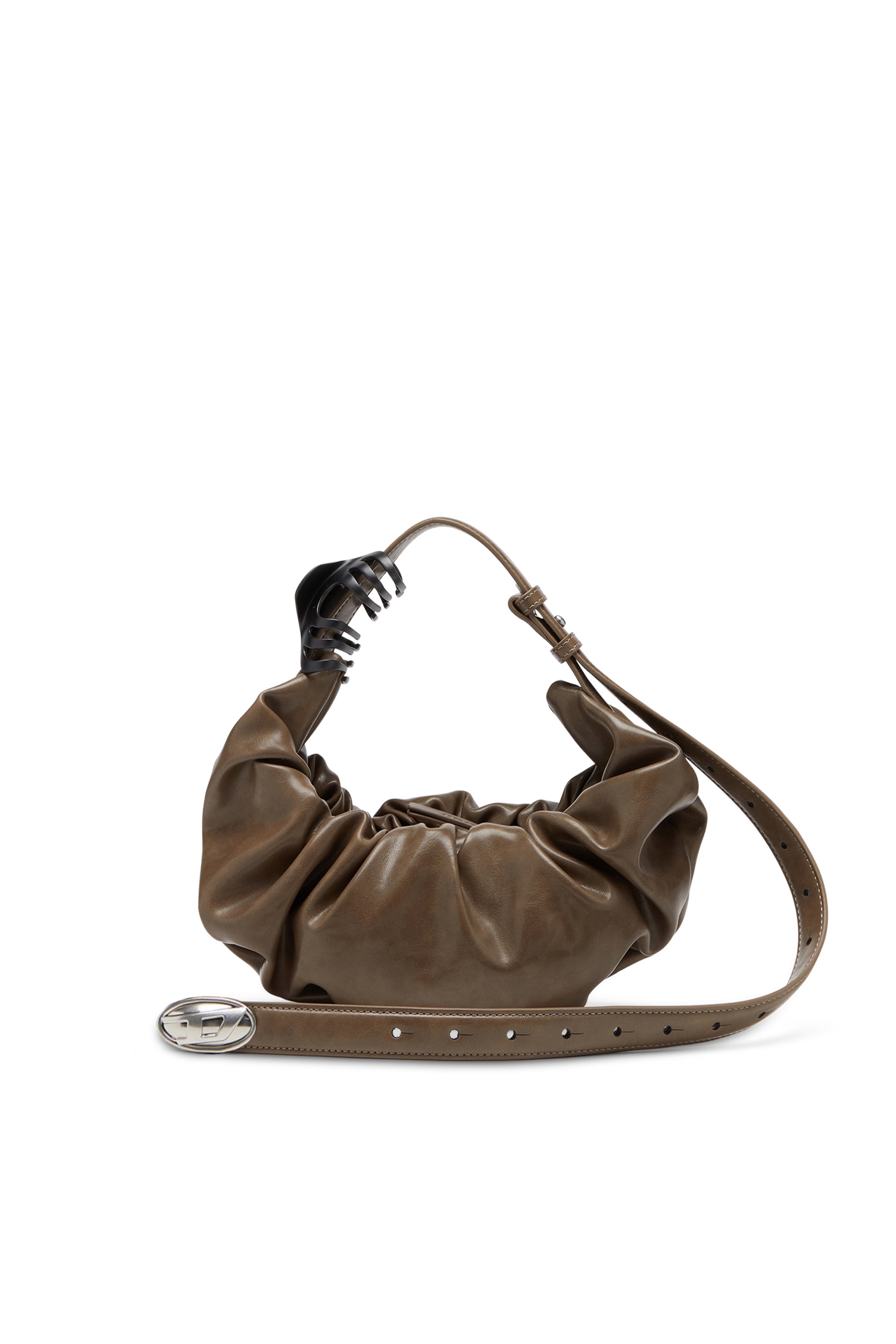 Diesel - Grab-D-Small scruched hobo bag - Shoulder Bags - Woman - Brown