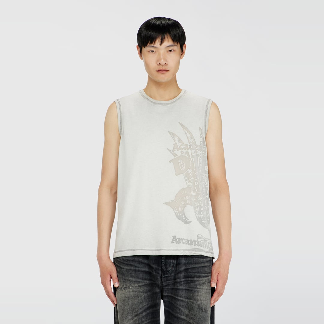 Diesel - Sleeveless jersey top with embossed graphics - T-Shirts - Man - Grey