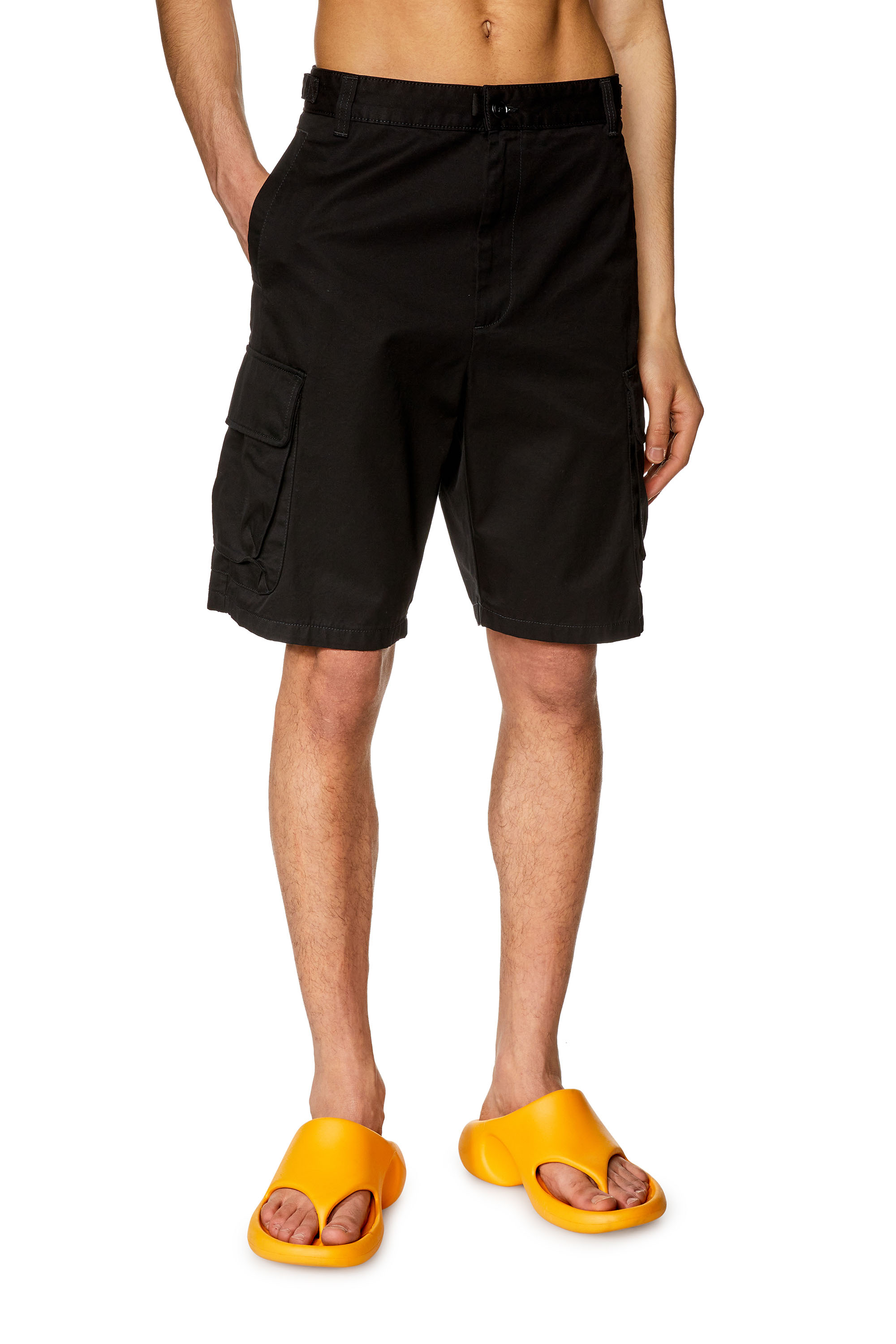 Diesel - Twill cargo shorts in organic cotton - Shorts - Man - Black