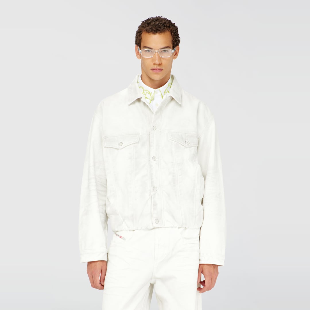Diesel - Elasticated trucker jacket in denim - Denim Jackets - Man - White