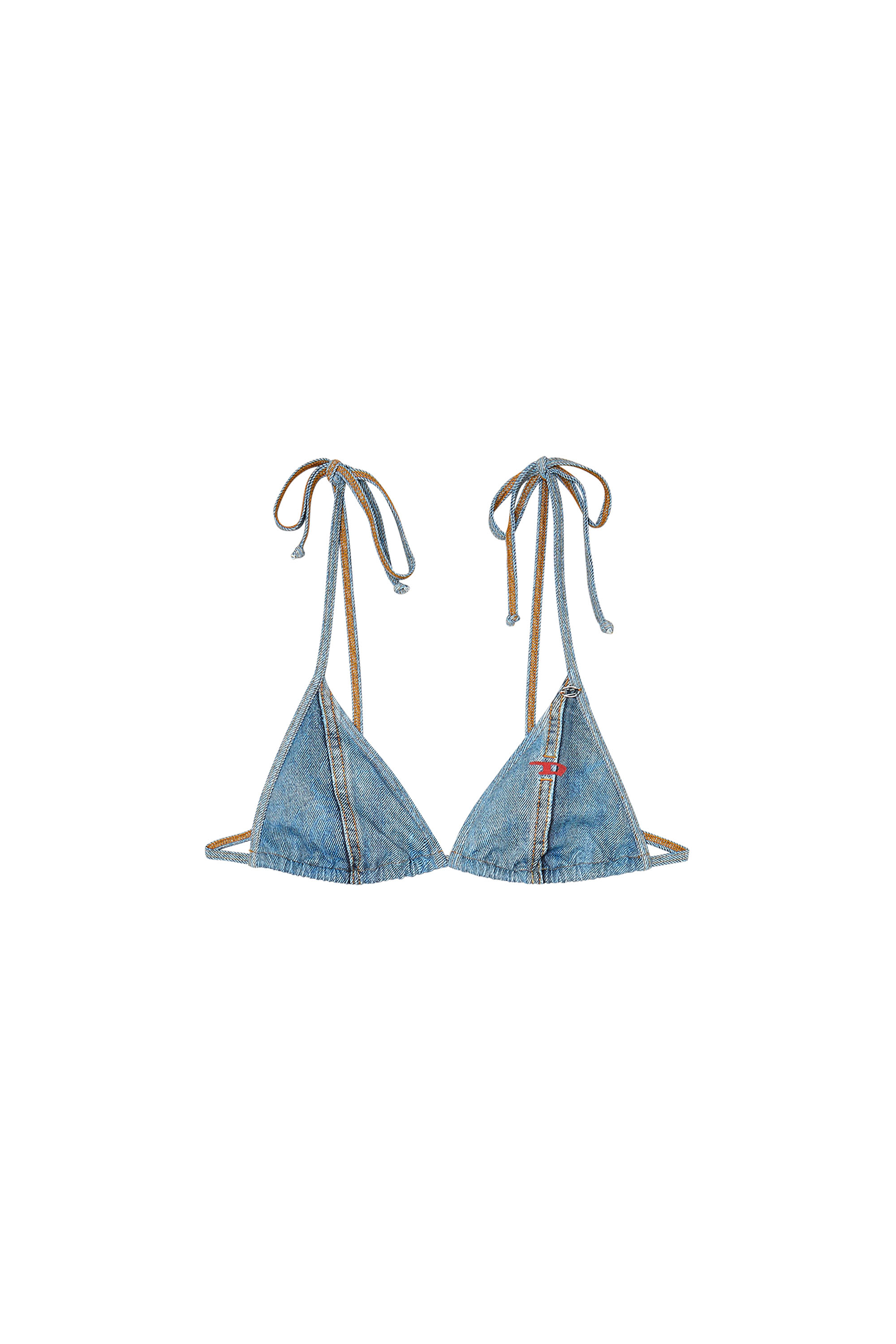 Diesel - TATIANA-DNM, Woman's Triangle bikini top with denim trompe l'oeil in Blue - 3