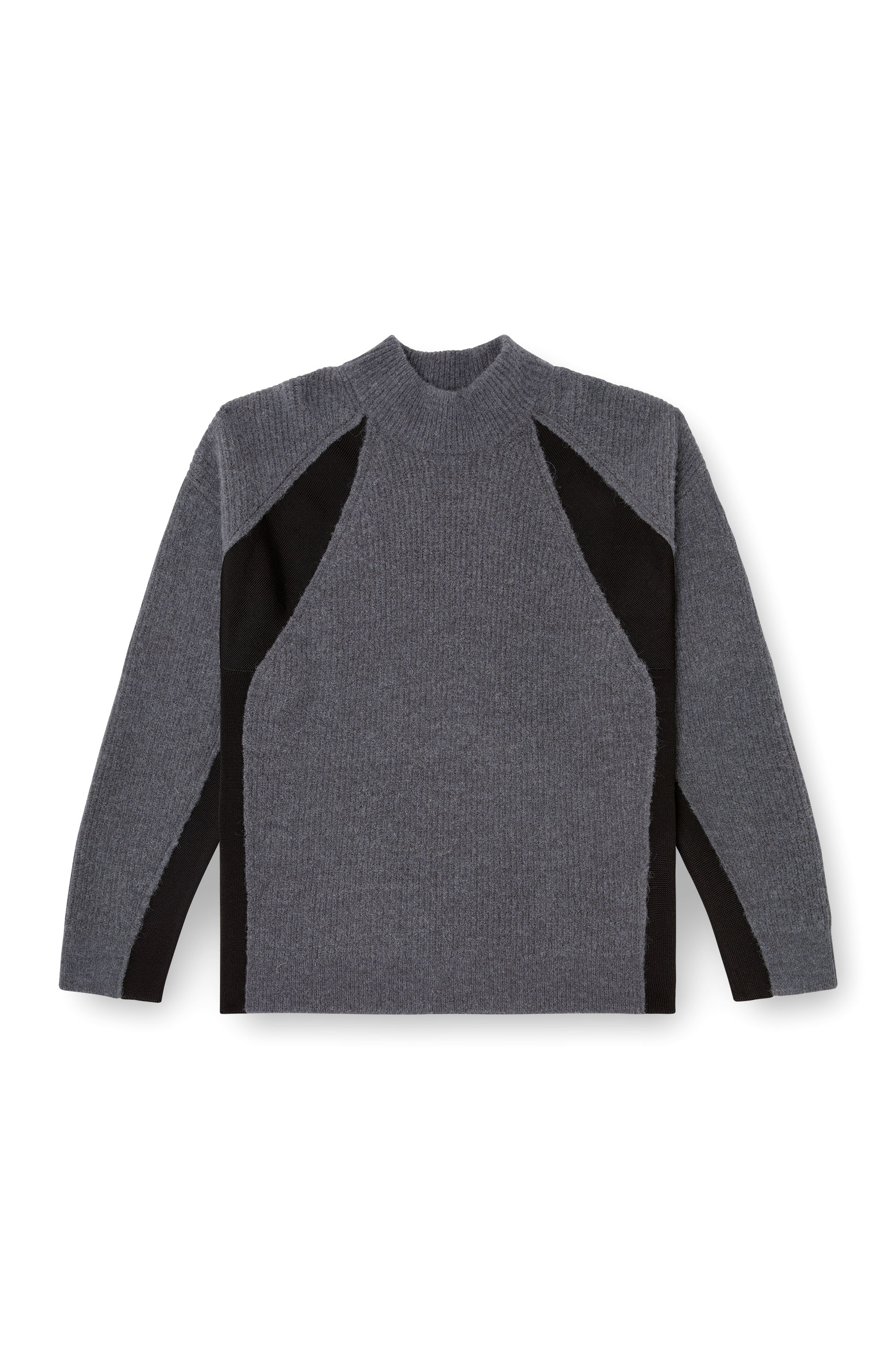 Diesel - K-LOLLO-TN, Man's Alpaca-blend jumper with contrast inserts in Grey - 3