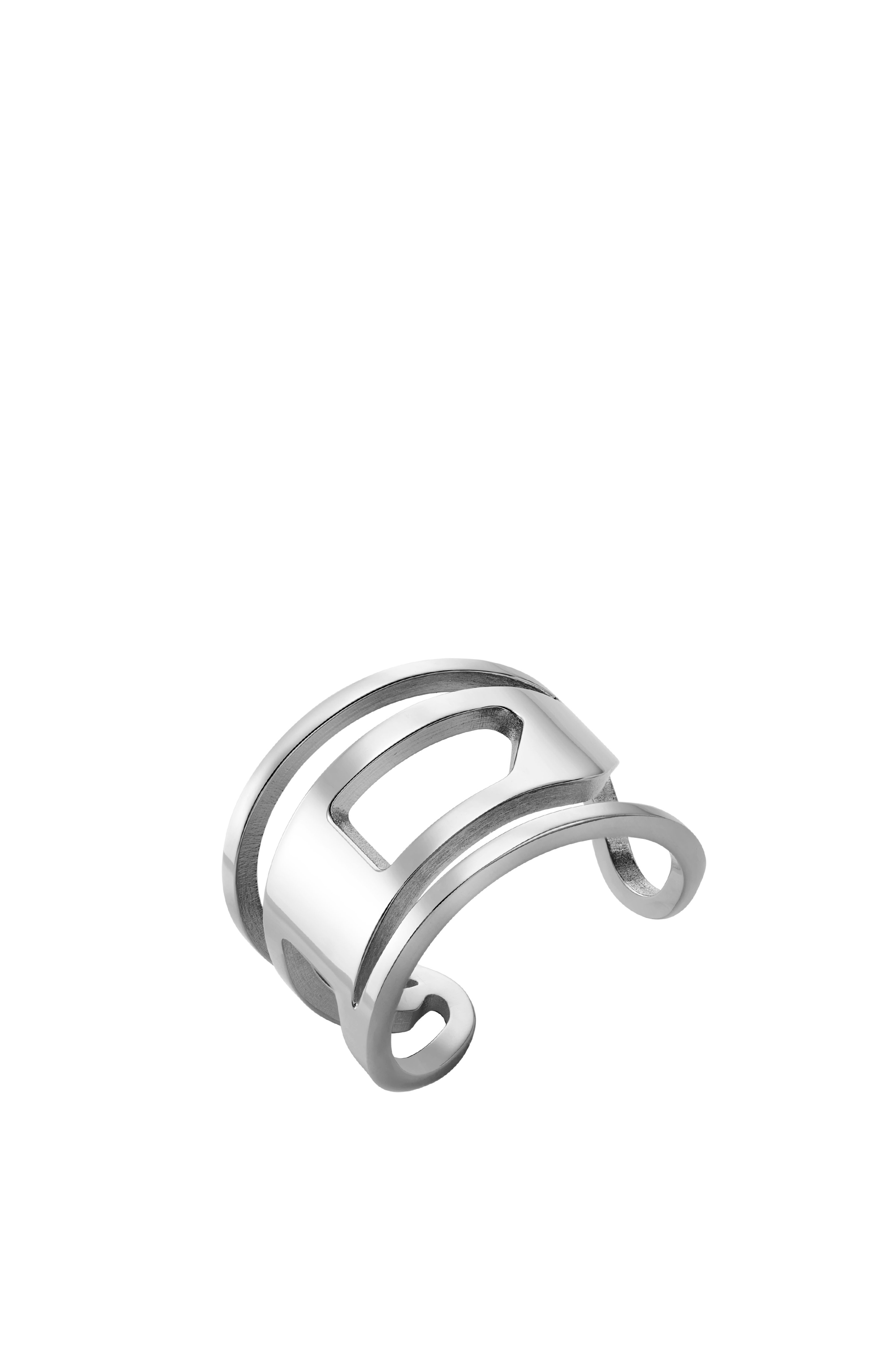 Shop Diesel Stainless Steel Band Ring In Silver