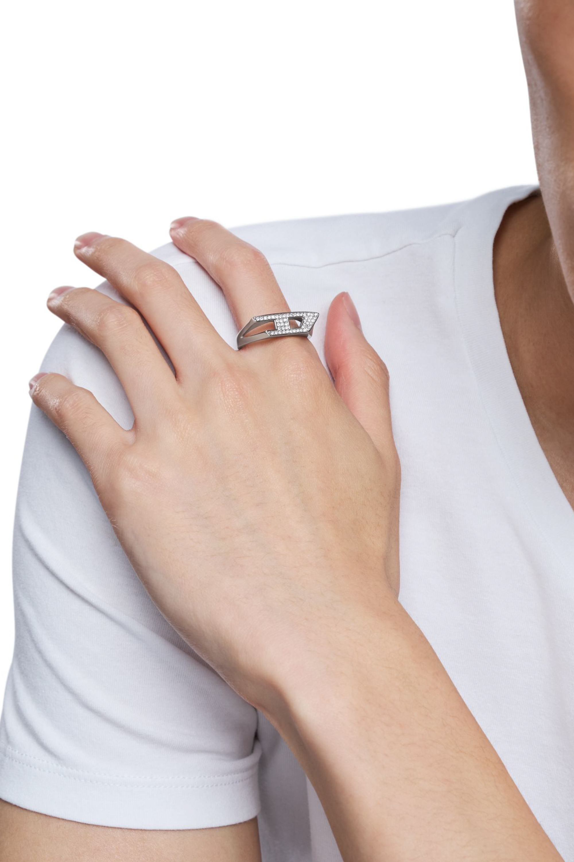 Diesel - DX1629040 JEWELLERY, Unisex's Stainless steel glitz signet ring in Silver - 6