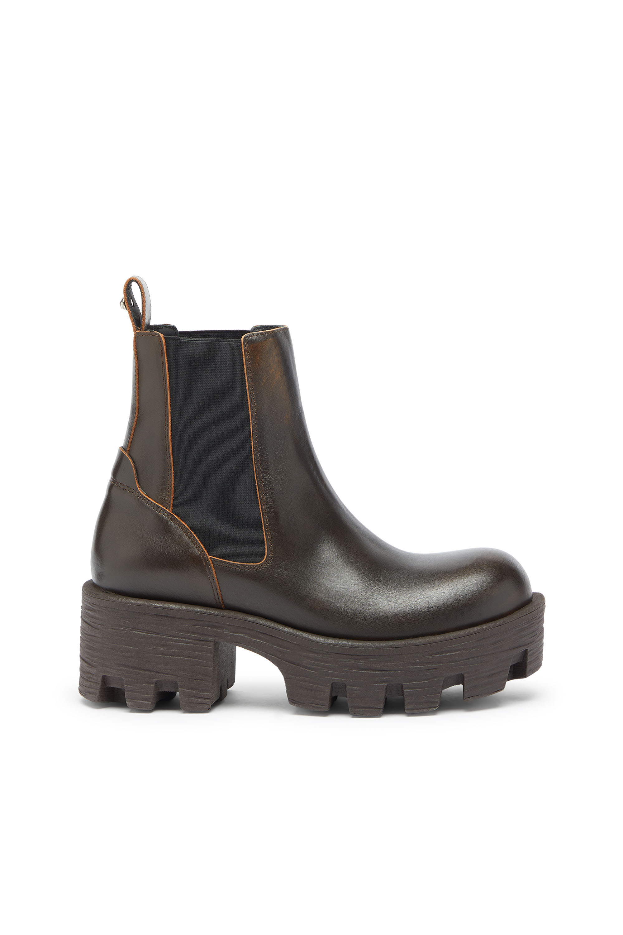 Diesel - D-Hammer - Chelsea boots in leather with lug sole - Boots - Woman - Brown