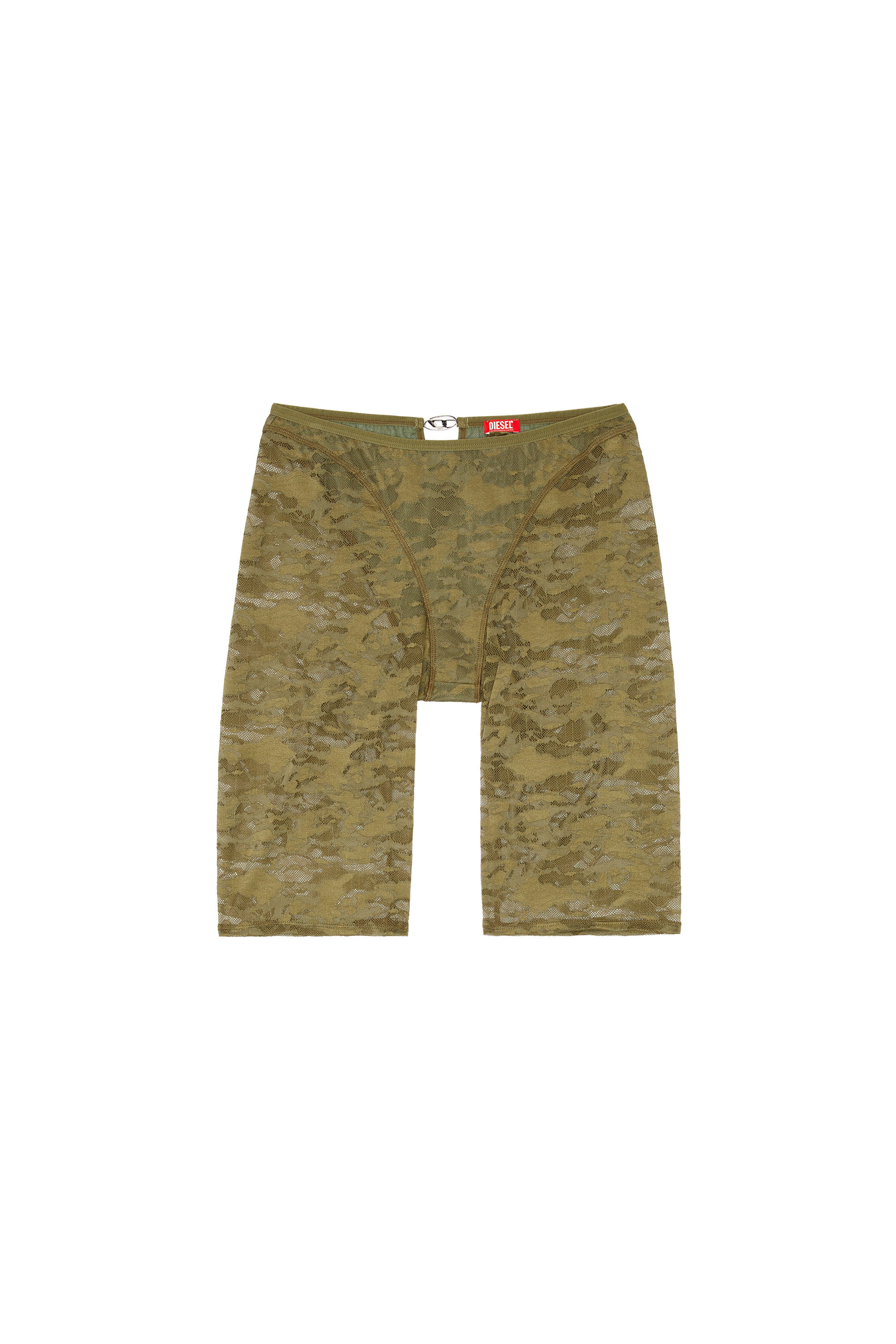 Shop Diesel Camo Lace Shorts With Oval D Plaque In Green