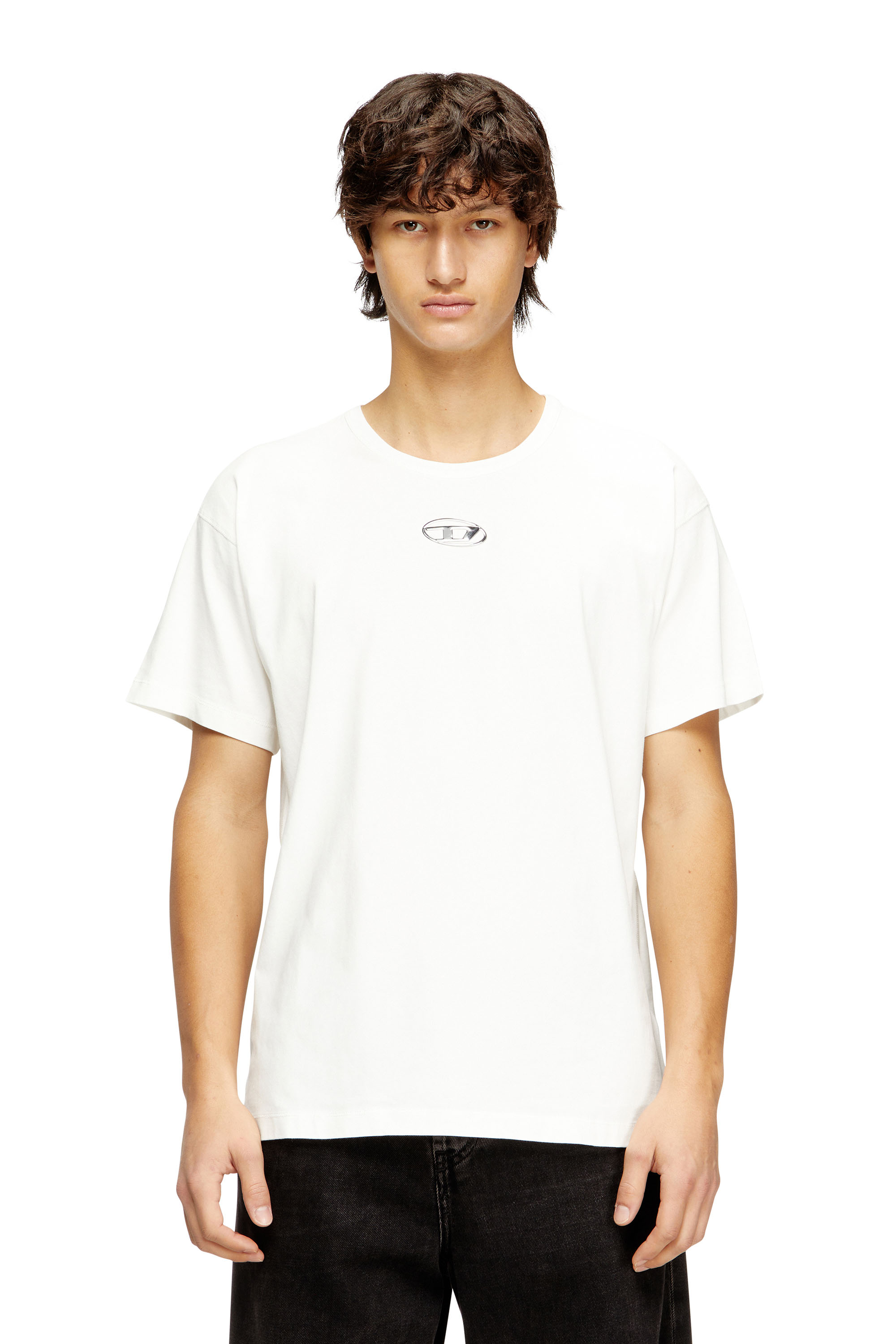 Diesel - T-NORM-IOD, Man's Light cotton T-shirt with metallic Oval D logo in White - 1
