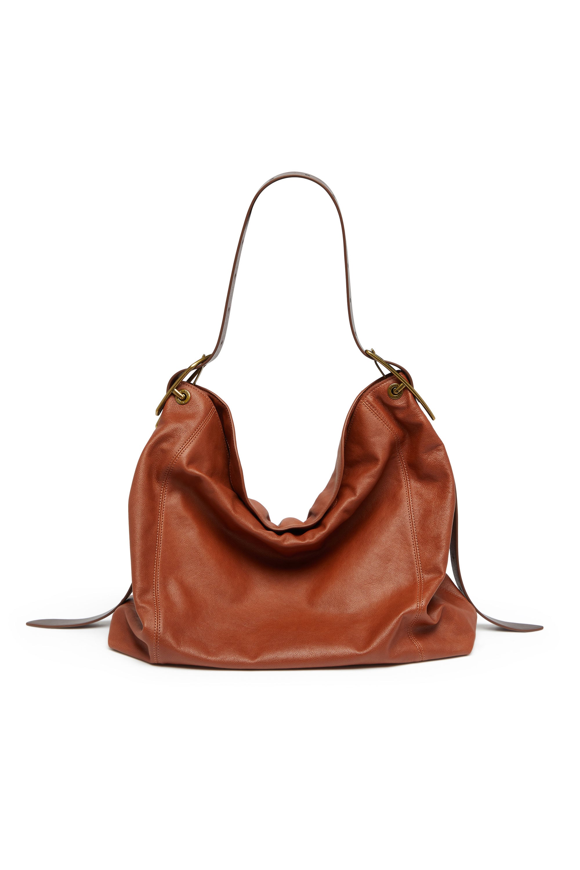 Diesel – D-Line-Hobo bag in shiny leather – Shoulder Bags – Woman – Brown
