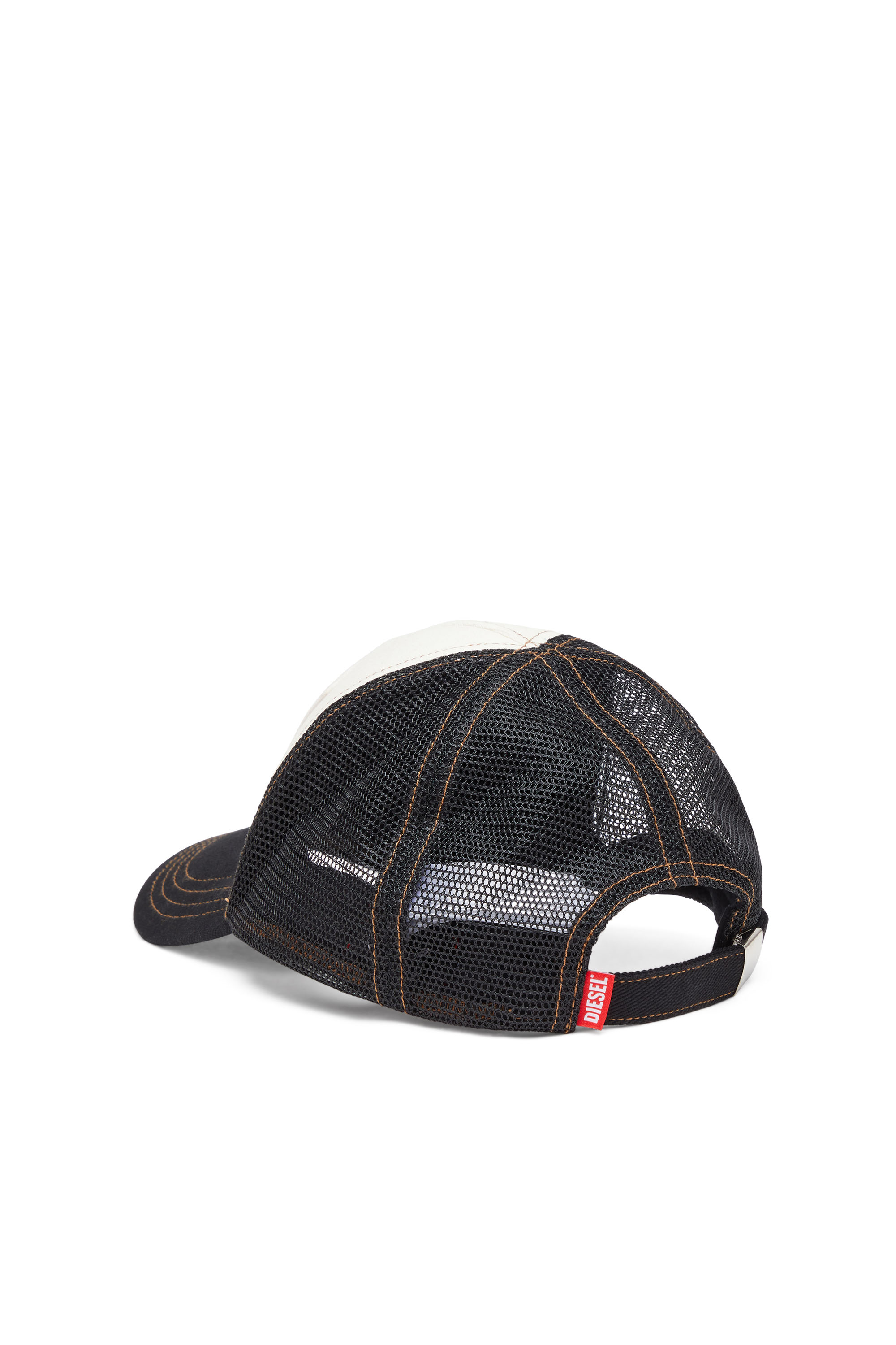 Diesel - C-MESHYFLY-20TH, Man's Cotton cap with mesh back and logo in Black/White - 2