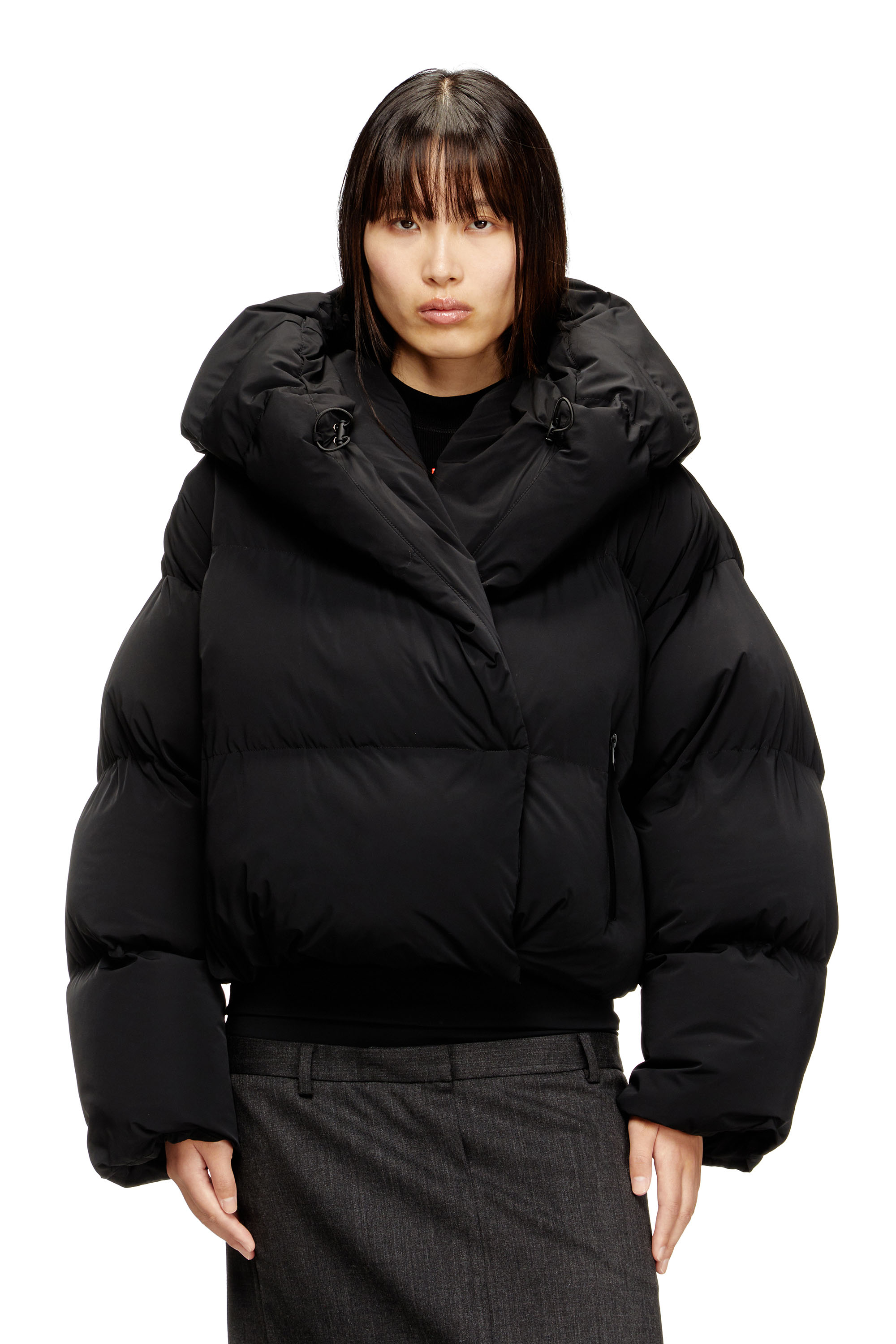 Diesel Wrap Puffer In Bi-stretch Nylon In Black