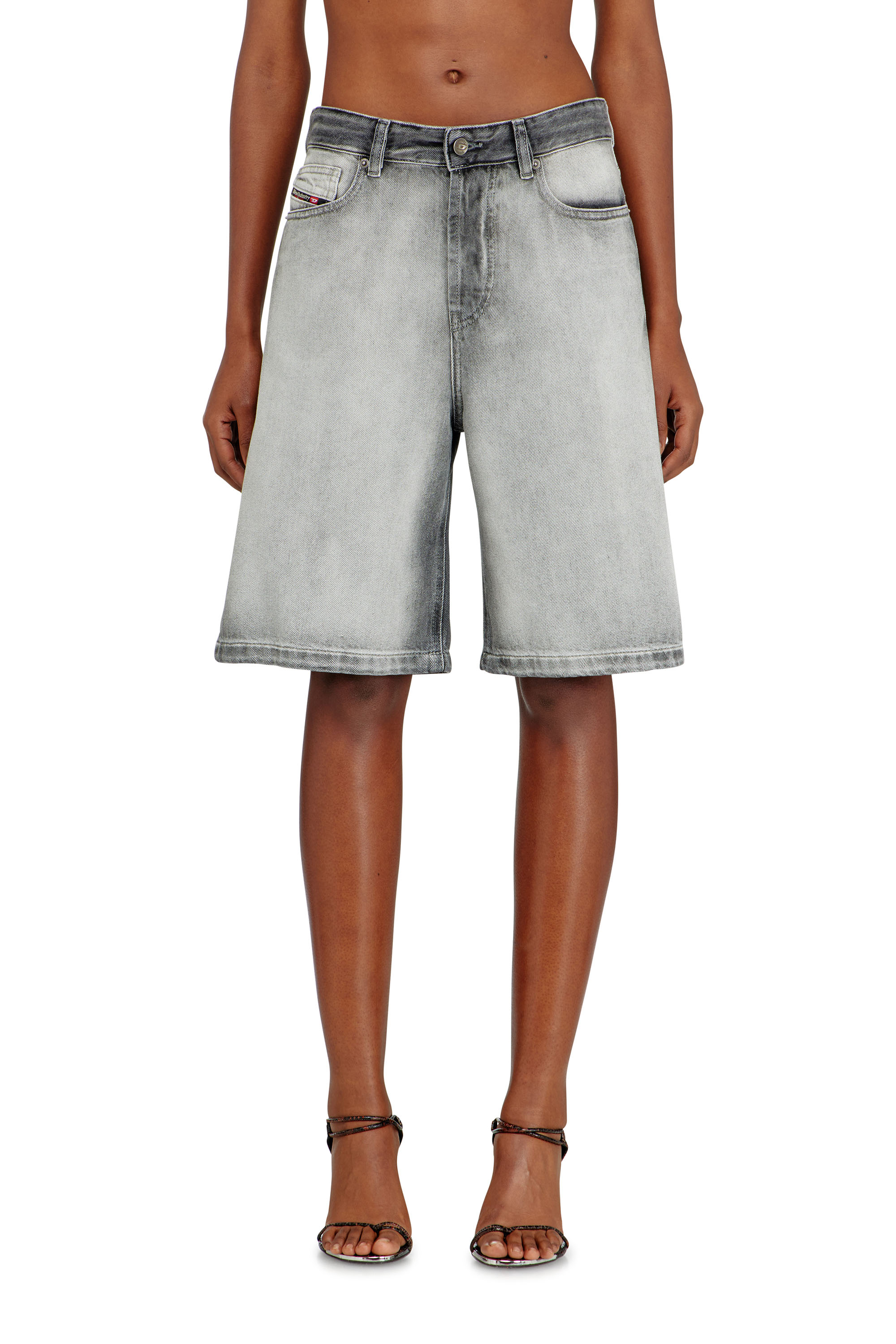 Diesel Women's Grey - Shorts In Soft Skeleton Denim - Shorts - Woman Size 28