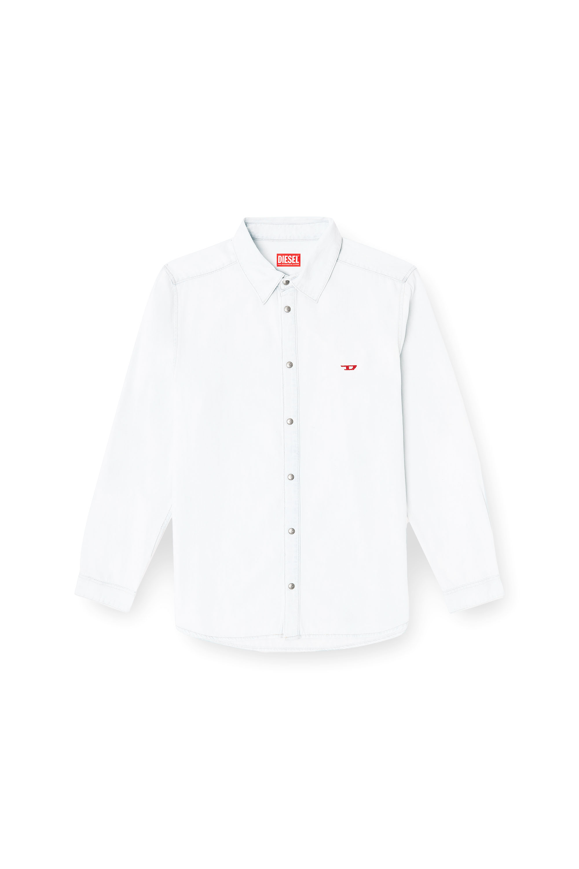 Diesel - D-SIMPLY, Man's Shirt in bleach-effect denim in Light Blue - 3