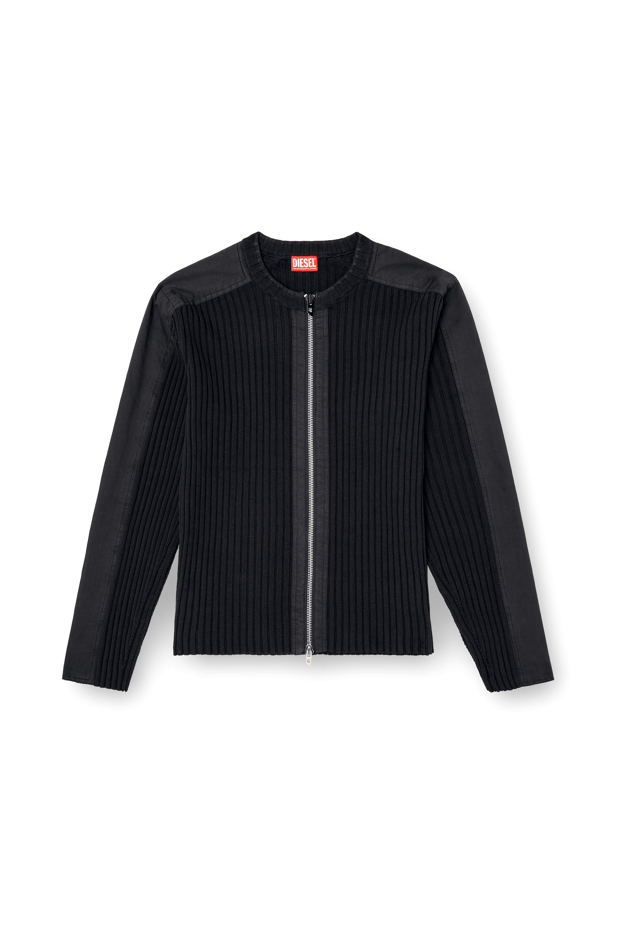 Diesel - K-MATTY, Man's Zipped cardigan with utilitarian panels in Black - 2