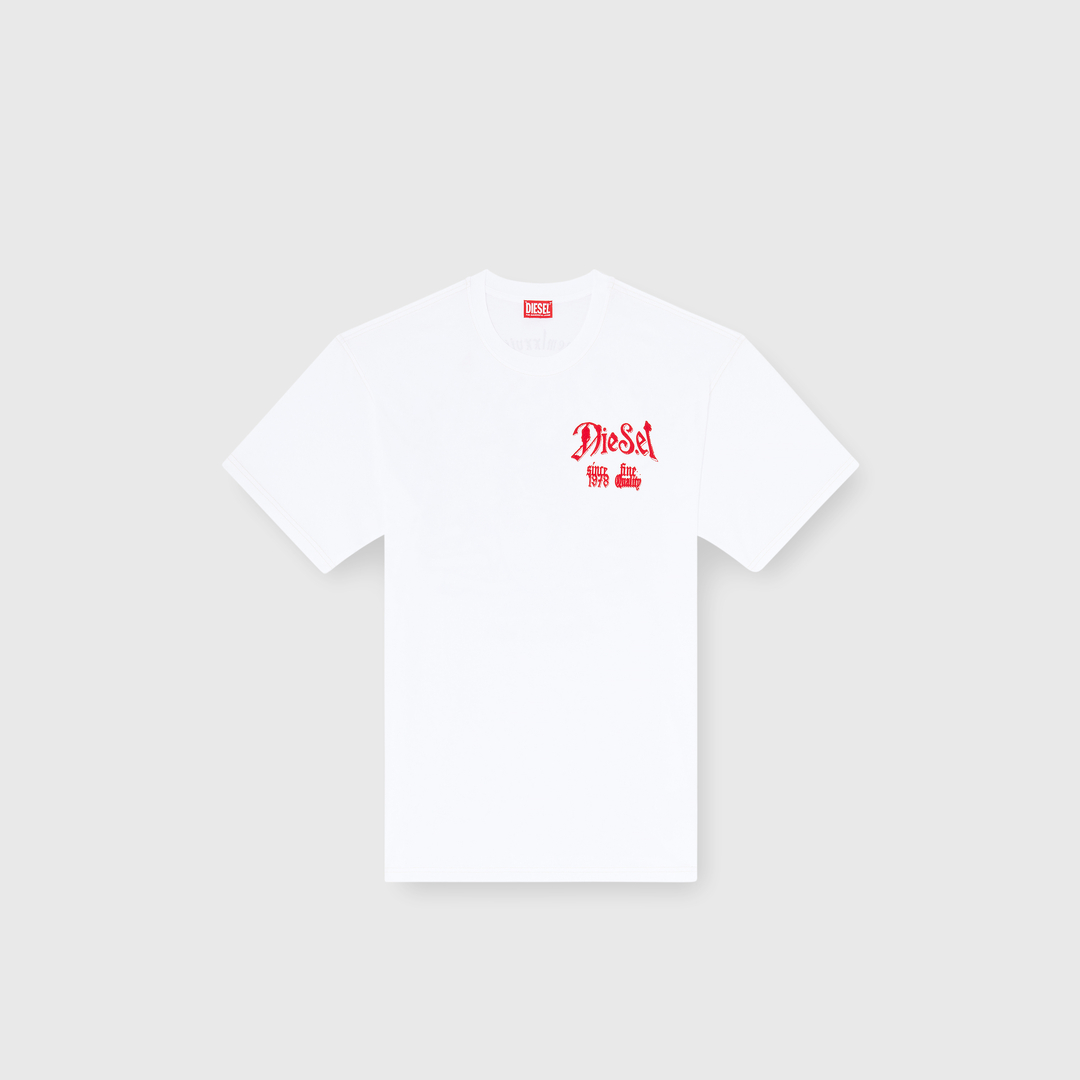 Diesel - T-shirt en coton avec motif floqué - T-Shirts - Homme - Blanc
