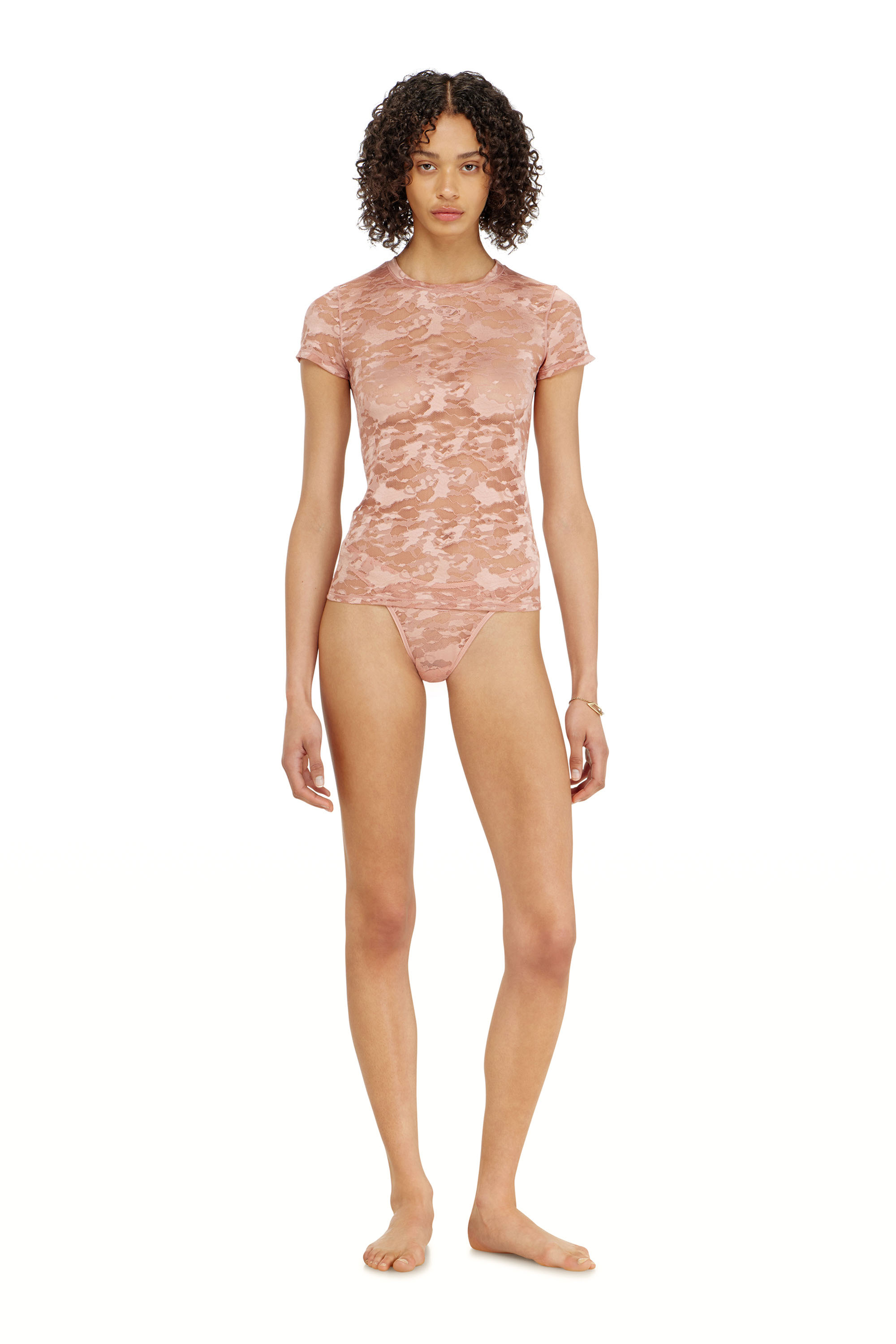 Diesel - KASIA-UTLT, Woman's Camo lace T-shirt in Nude - 1