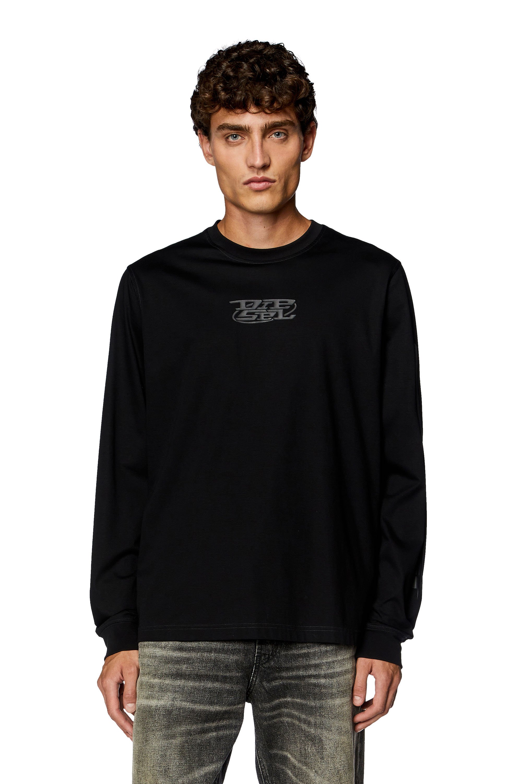 Diesel - Long-sleeve T-shirt with high-density prints - T-Shirts - Man - Black