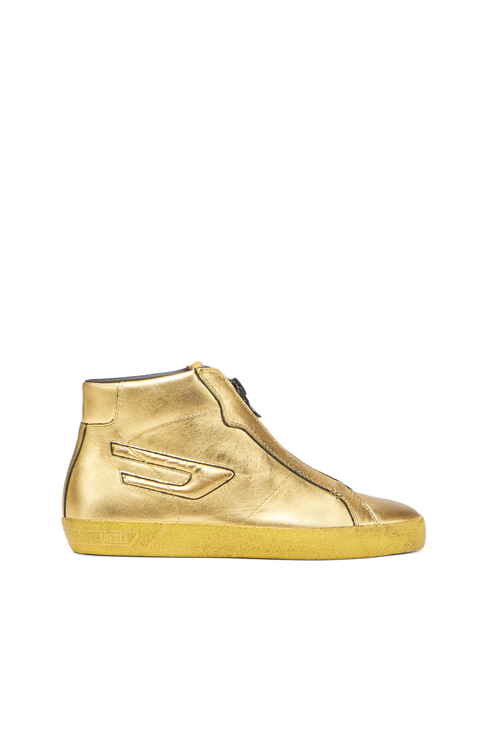 Diesel - Sneaker alte in pelle metallizzata con zip - Sneakers - Donna - Oro