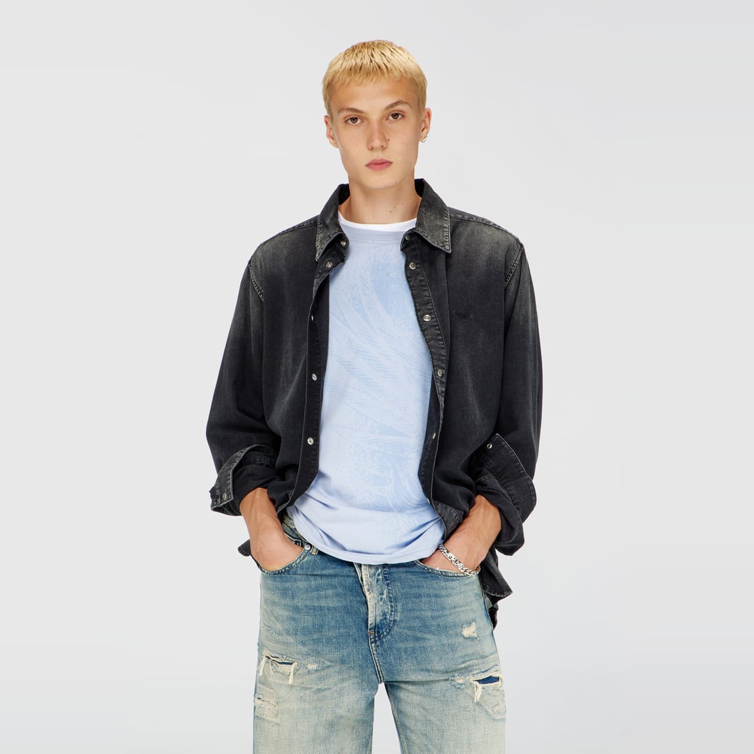 Diesel - Long-sleeve denim shirt - Denim Shirts - Man - Black