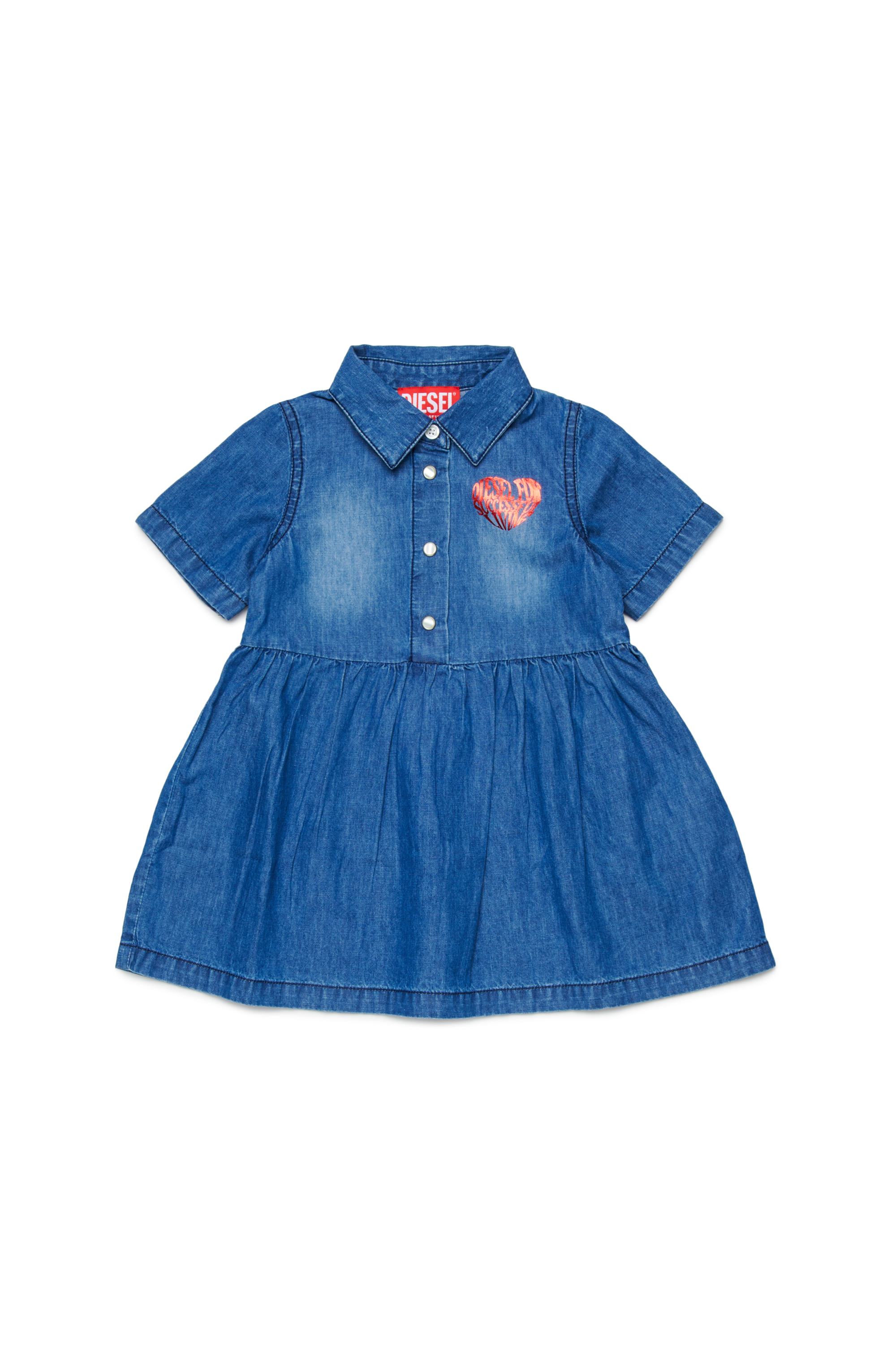 Diesel Blu Ragazza - Abito In Denim Con Stampa A Cuori - Vestiti - Donna Taglia 12-18 Bambino