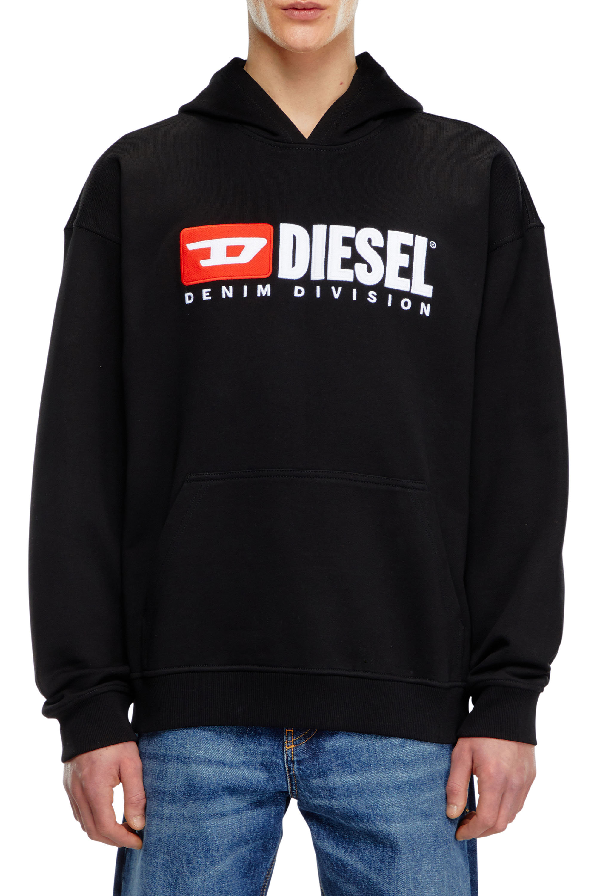 Diesel - Hoodie with embroidered Diesel patches - Sweaters - Man - Black