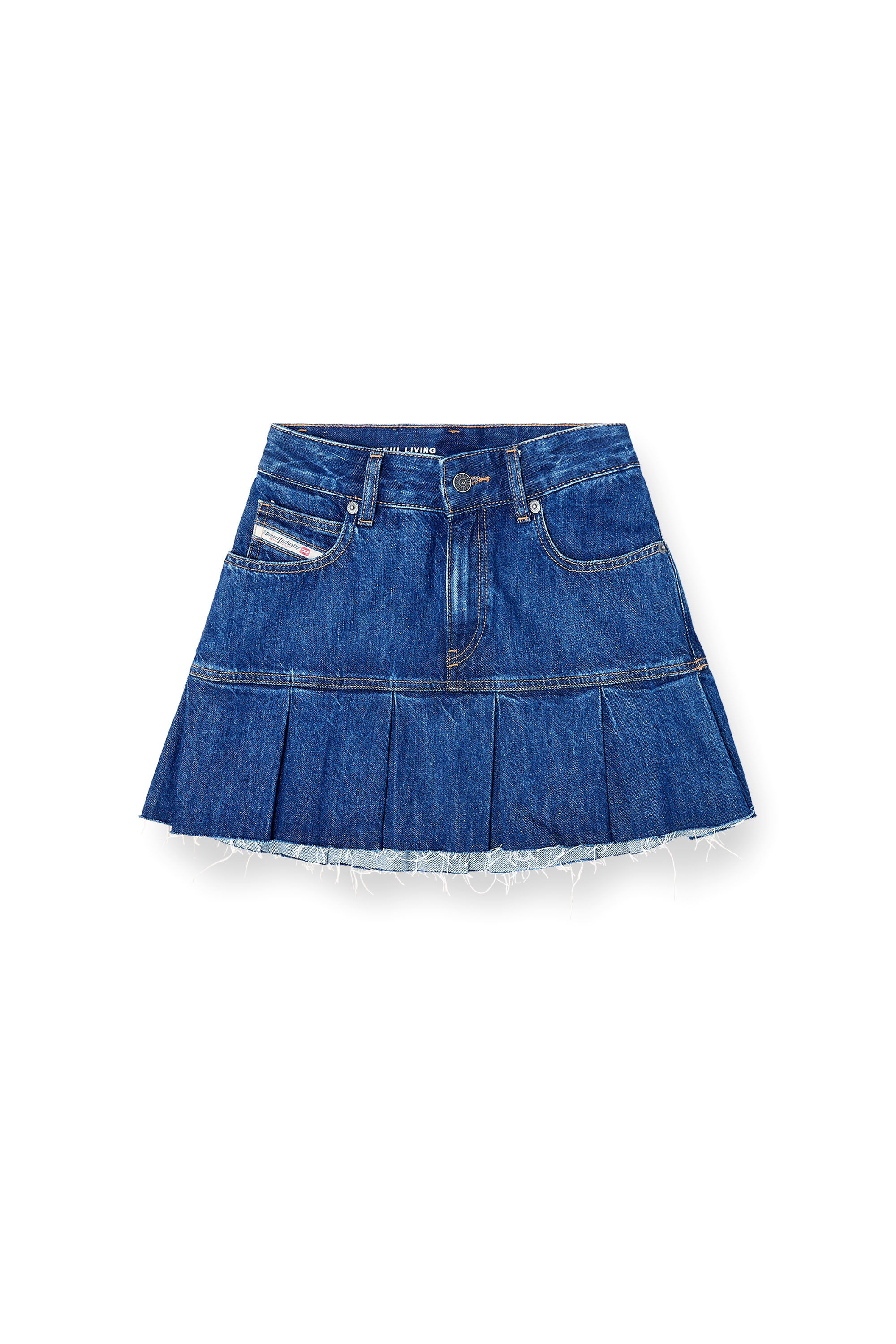 Diesel - DE-REEN, Woman's Pleated mini skirt in denim in Medium blue - 4