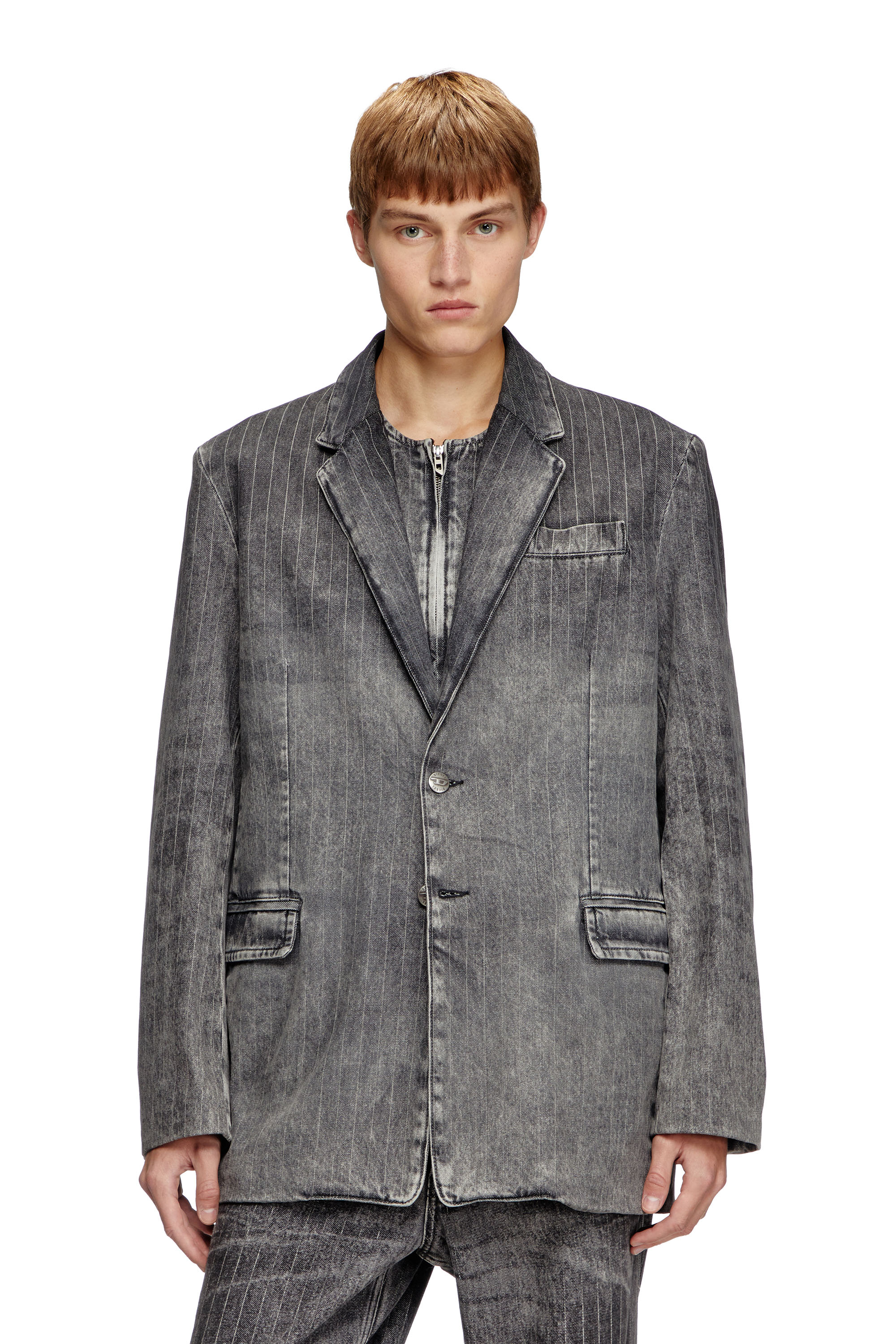 DIESEL BLAZER IN TAILORING PINSTRIPE DENIM