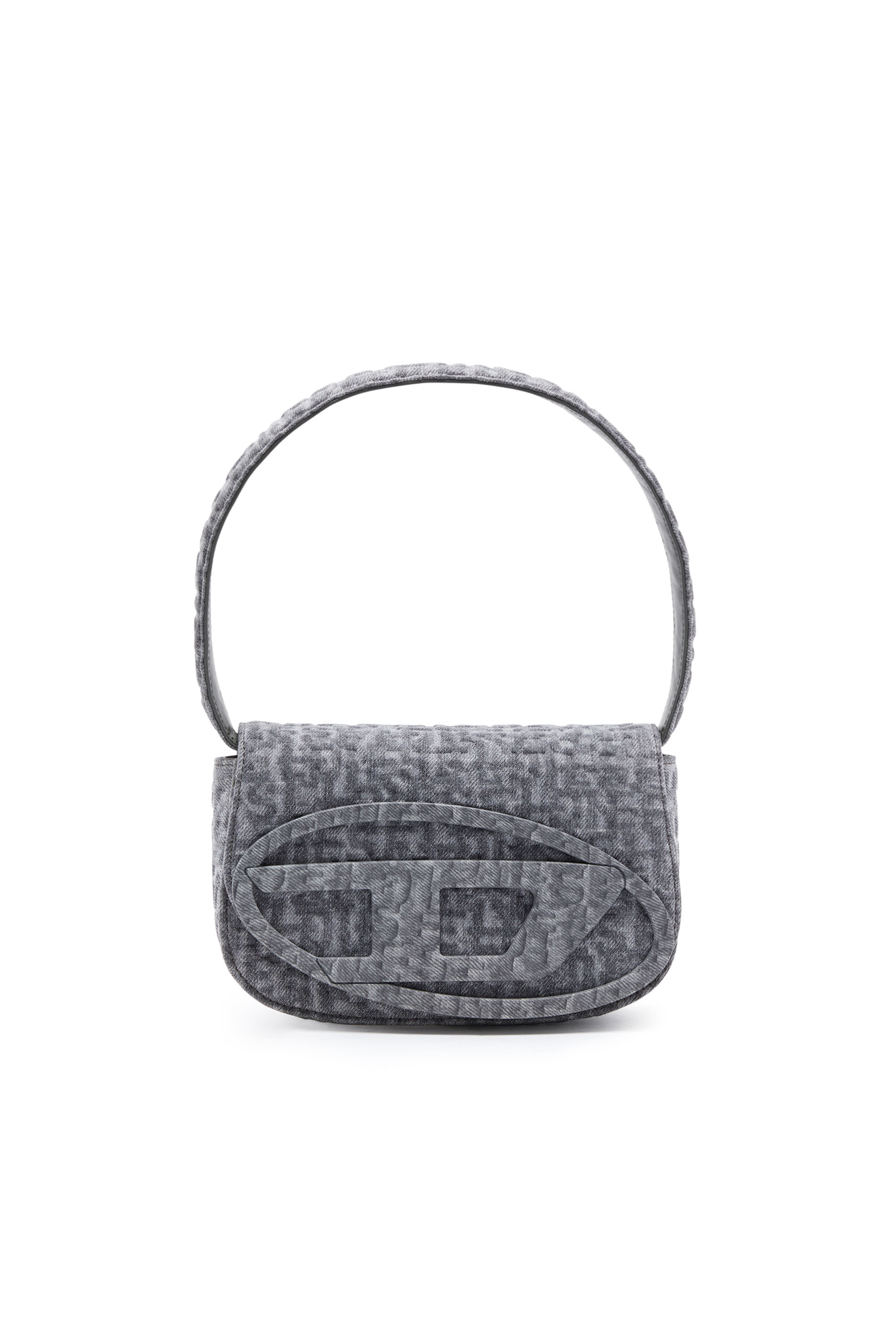 Diesel - 1DR - Iconic shoulder bag in monogram denim - Shoulder Bags - Woman - Grey
