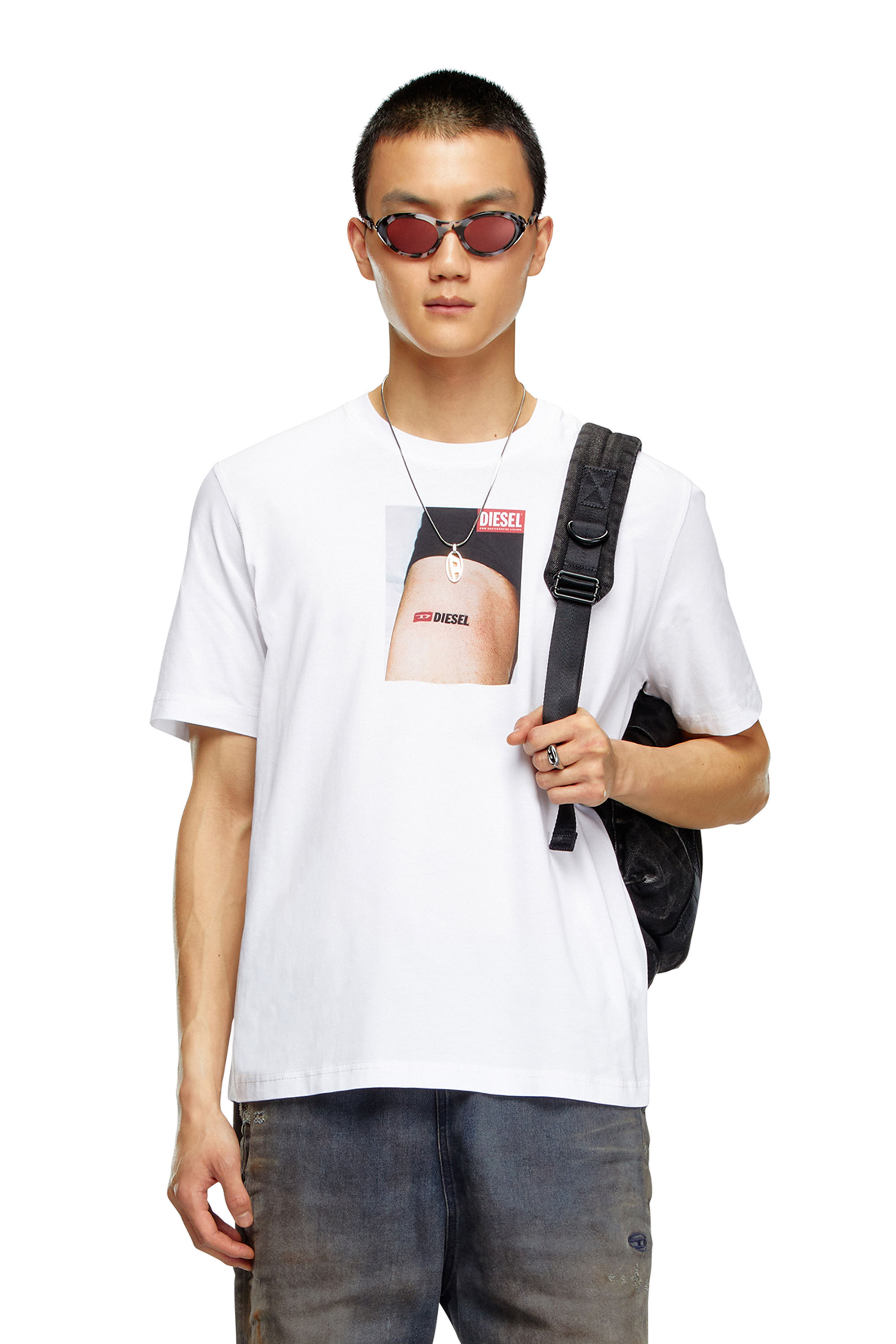 Diesel - T-shirt con stampa Diesel tattoo - T-Shirts - Uomo - Bianco