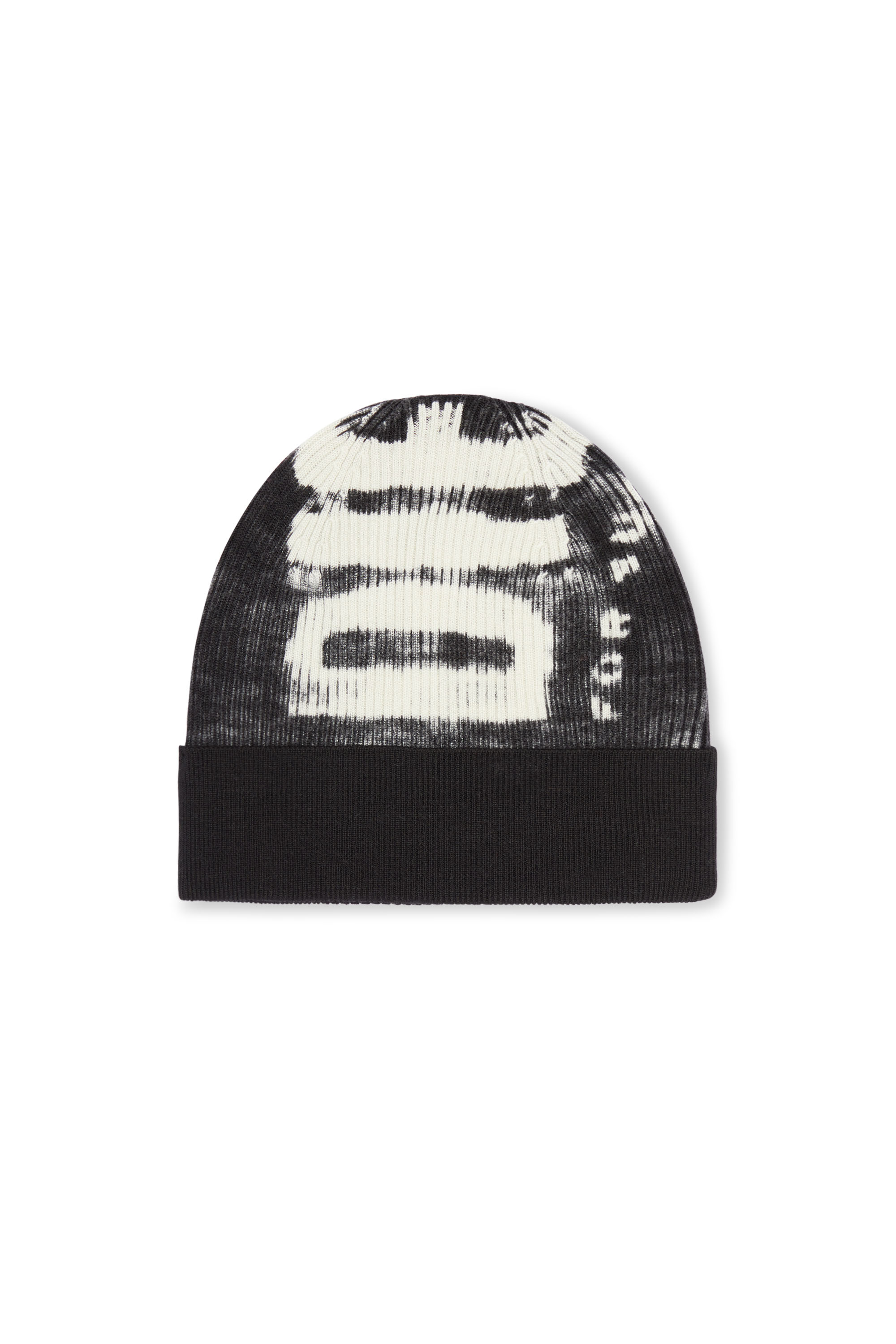 Diesel - Ribbed beanie with maxi logo print - Knit caps - Unisex - Black