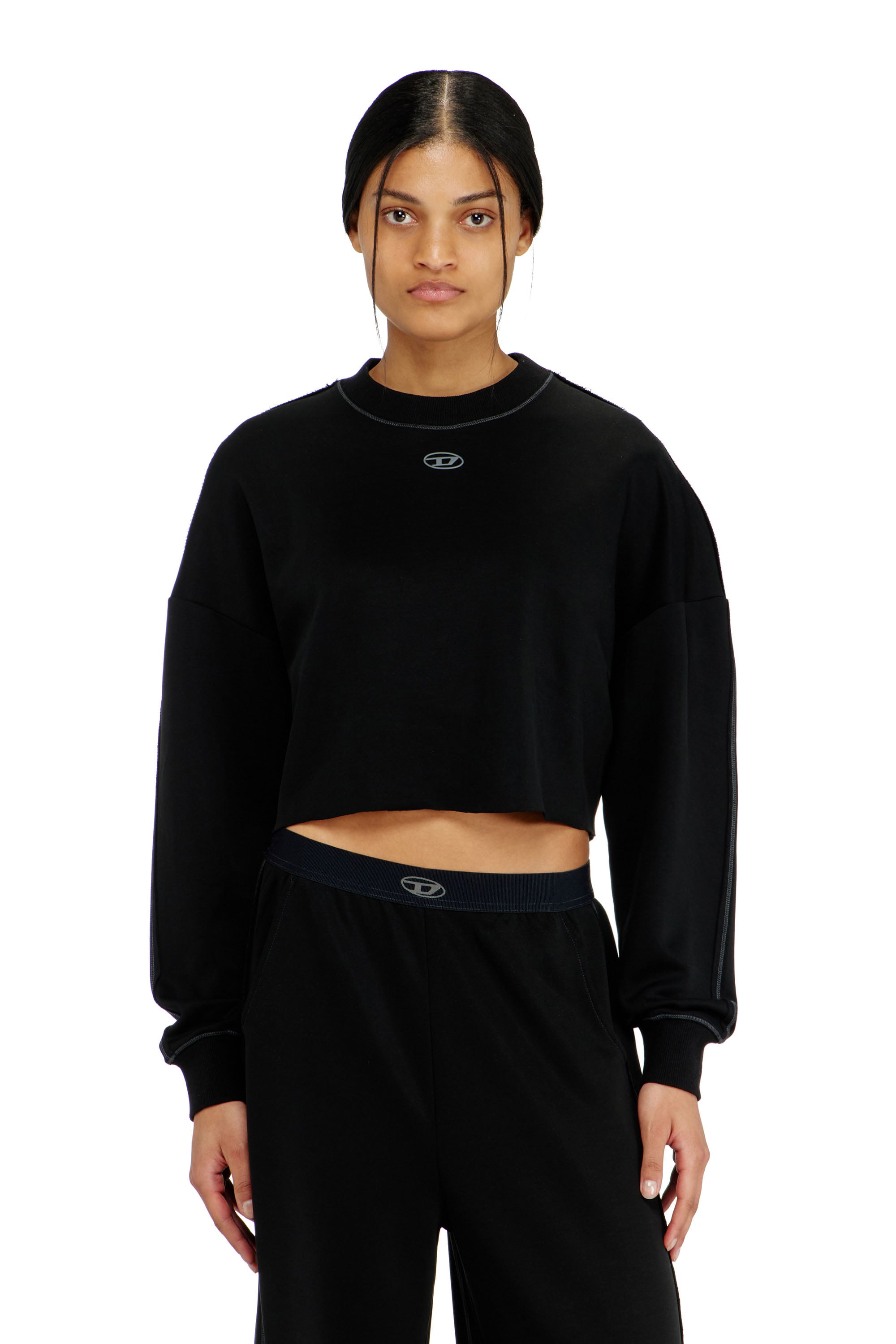 Diesel Damen Schwarz - Crop-Top Aus Leichtem Stretch Scuba - Oberteile Klein