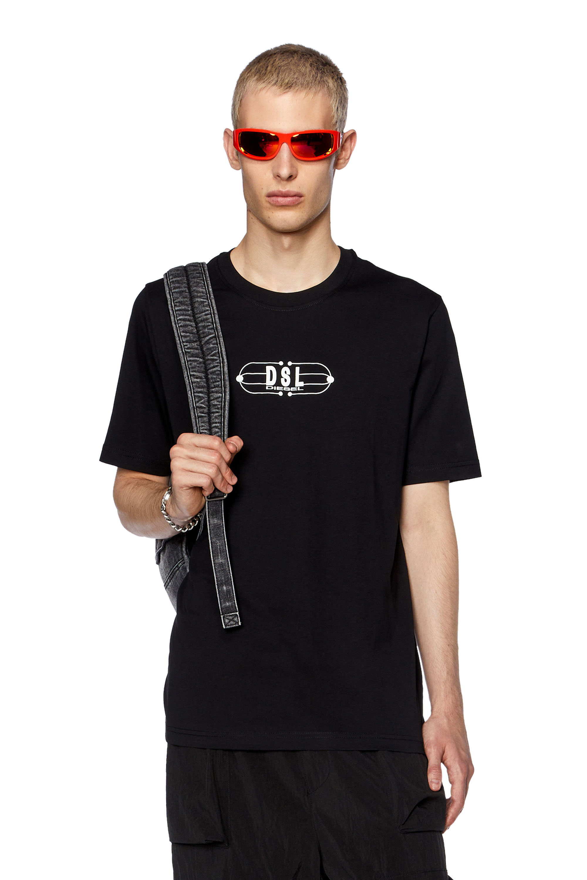 Diesel - T-shirt with DSL shipping slip print - T-Shirts - Man - Black