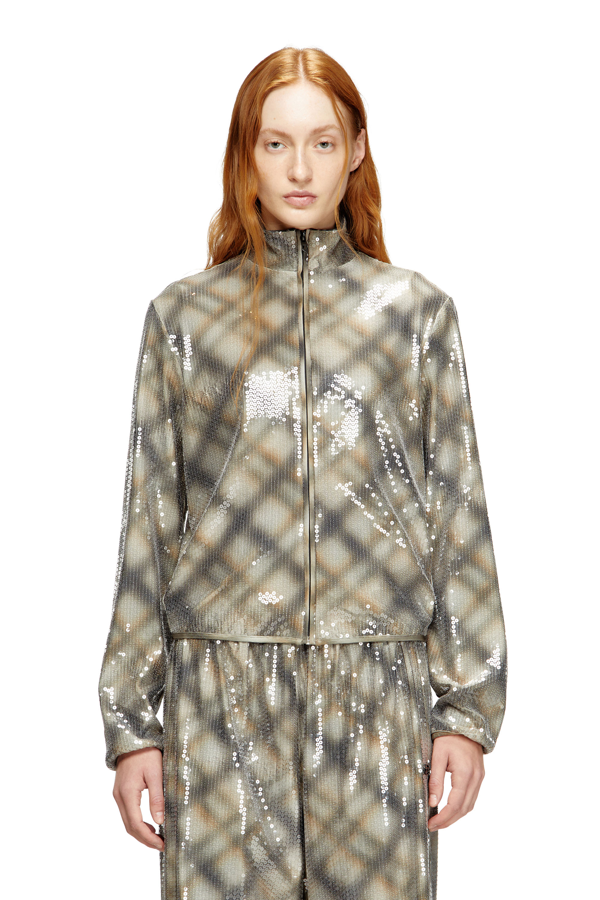 Diesel Sequined Sweater With Plaid Design In Green